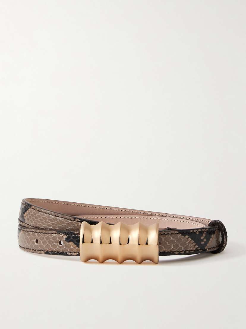 KHAITE Julius Snake-effect Leather Belt