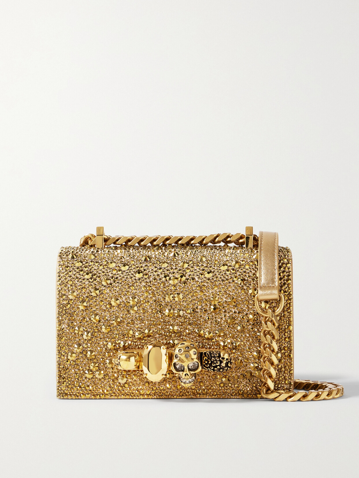 ALEXANDER MCQUEEN JEWELLED SATCHEL MINI CRYSTAL-EMBELLISHED LEATHER SHOULDER BAG