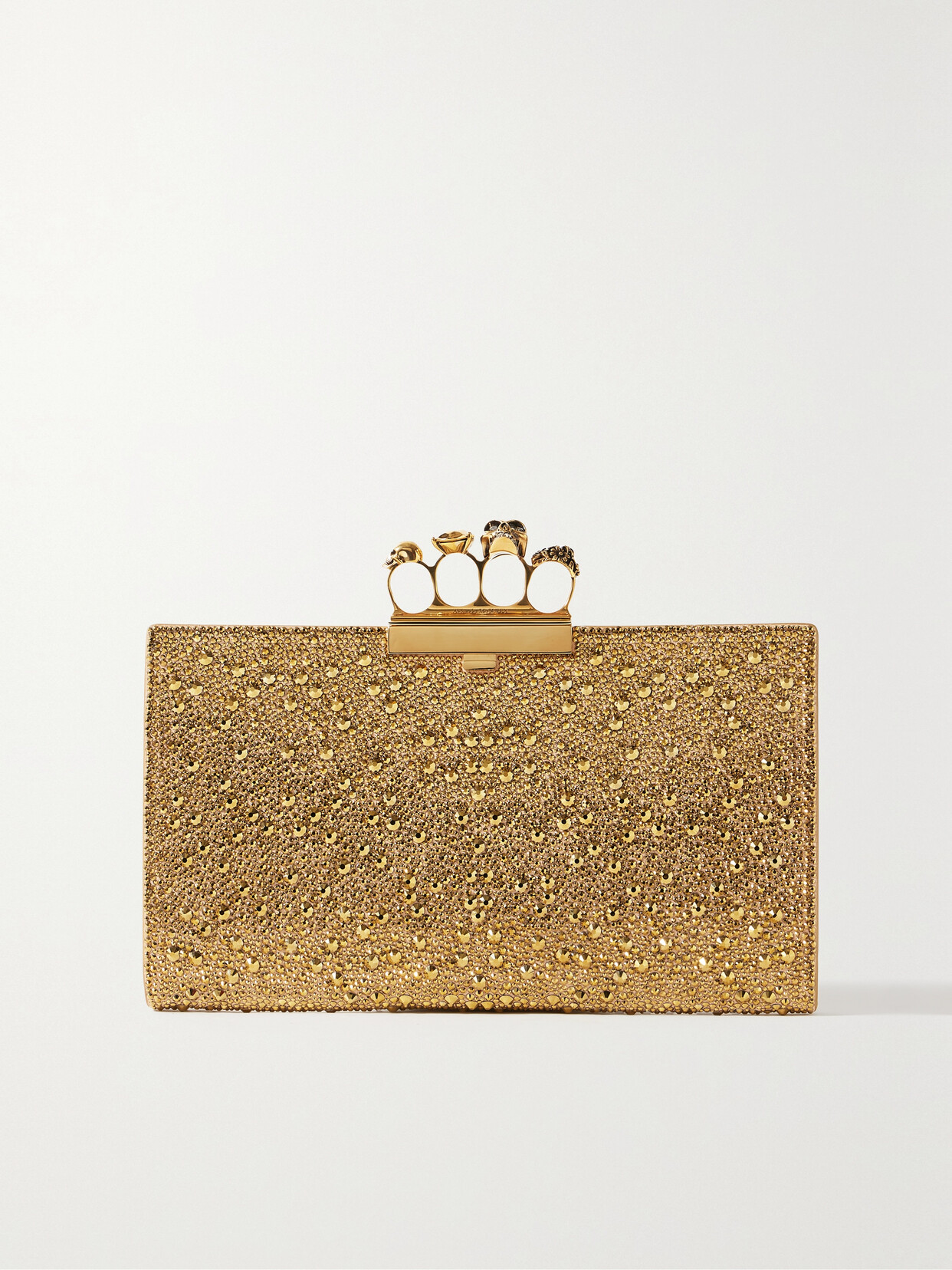 Alexander McQueen - Four Ring Embellished Leather Pouch - Gold