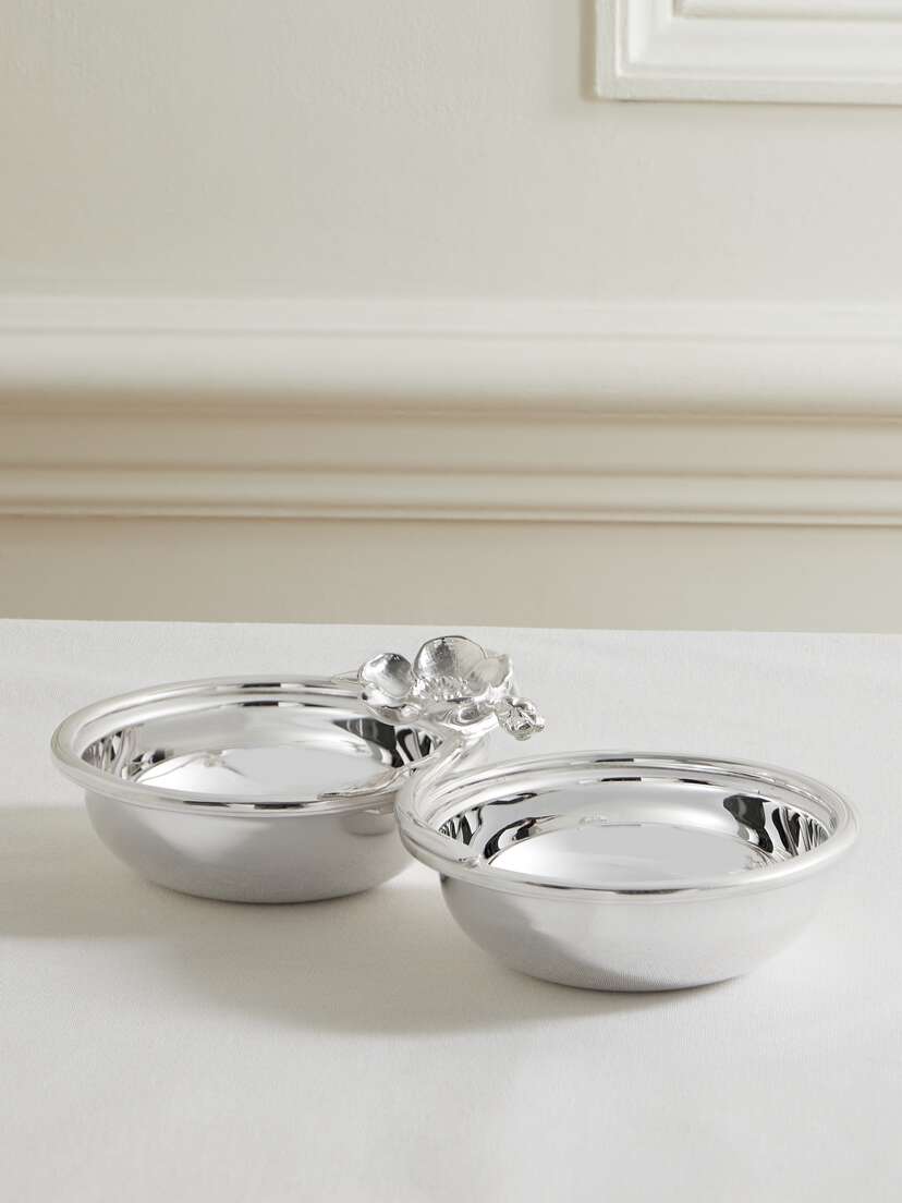 Christofle Anemone-belle Époque Set Of Two Silver-plated Serving Dishes