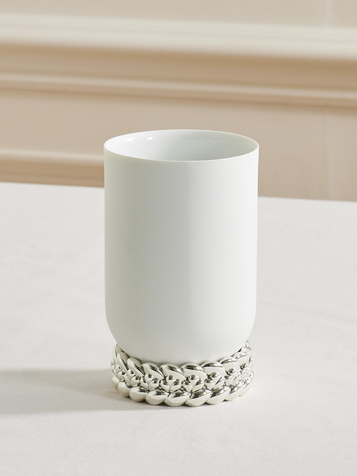 Christofle - Babylone Small Silver-plated Porcelain Vase - One size