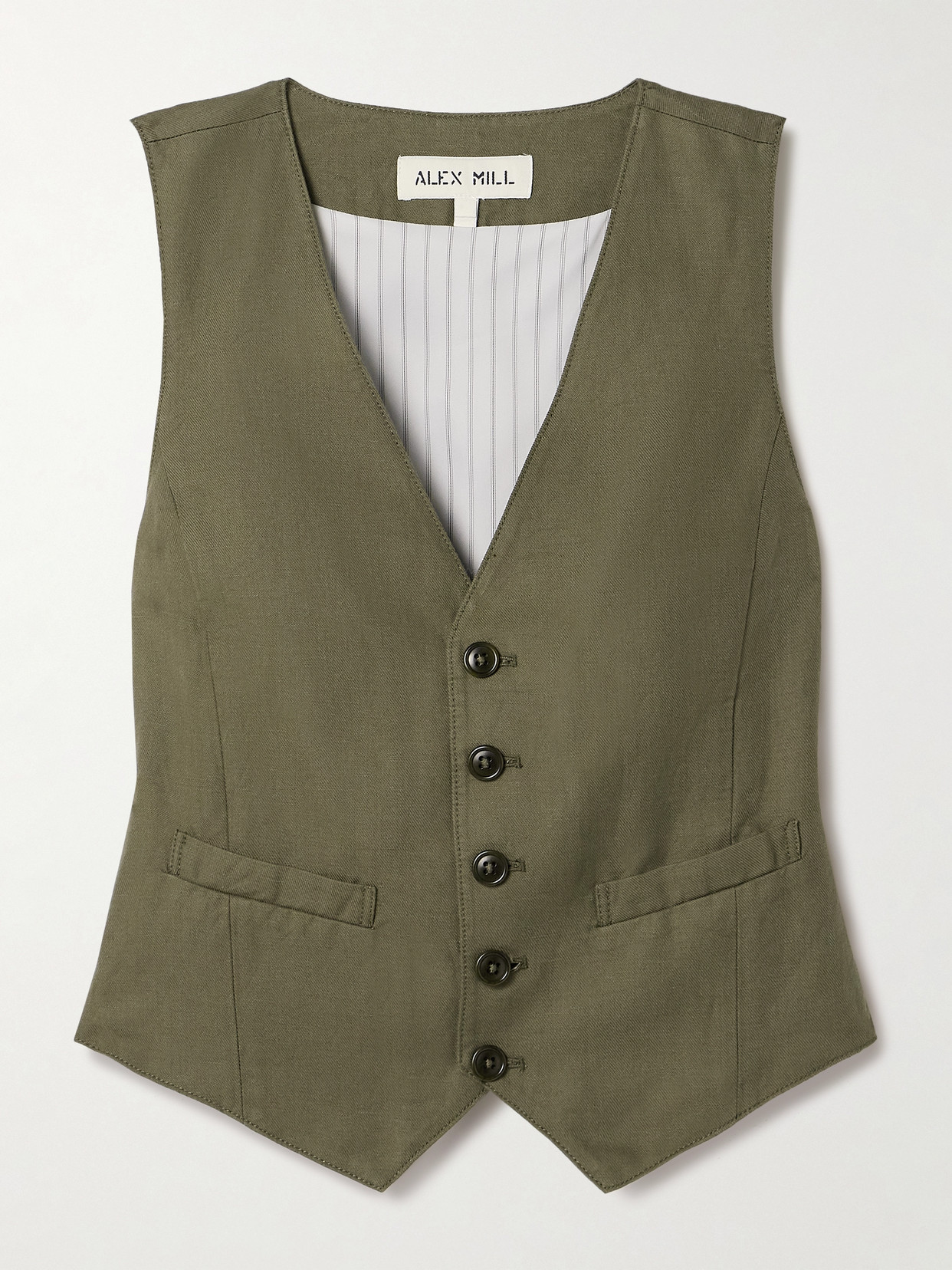 Shop Alex Mill Kam Linen, Tencel™ Lyocell And Cotton-blend Twill Vest In Green