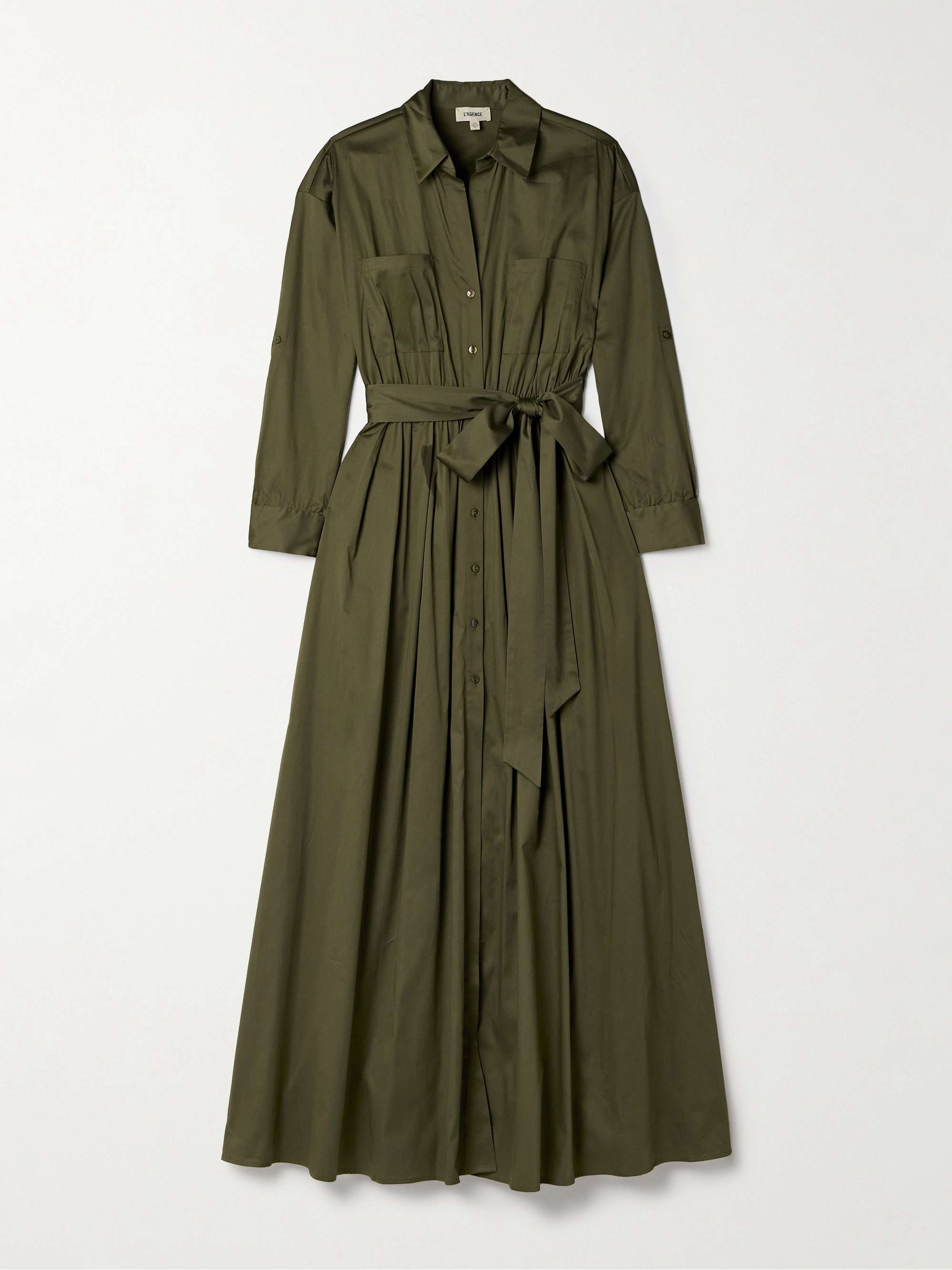 L AGENCE Cammi belted cotton blend poplin maxi shirt dress NET A PORTER