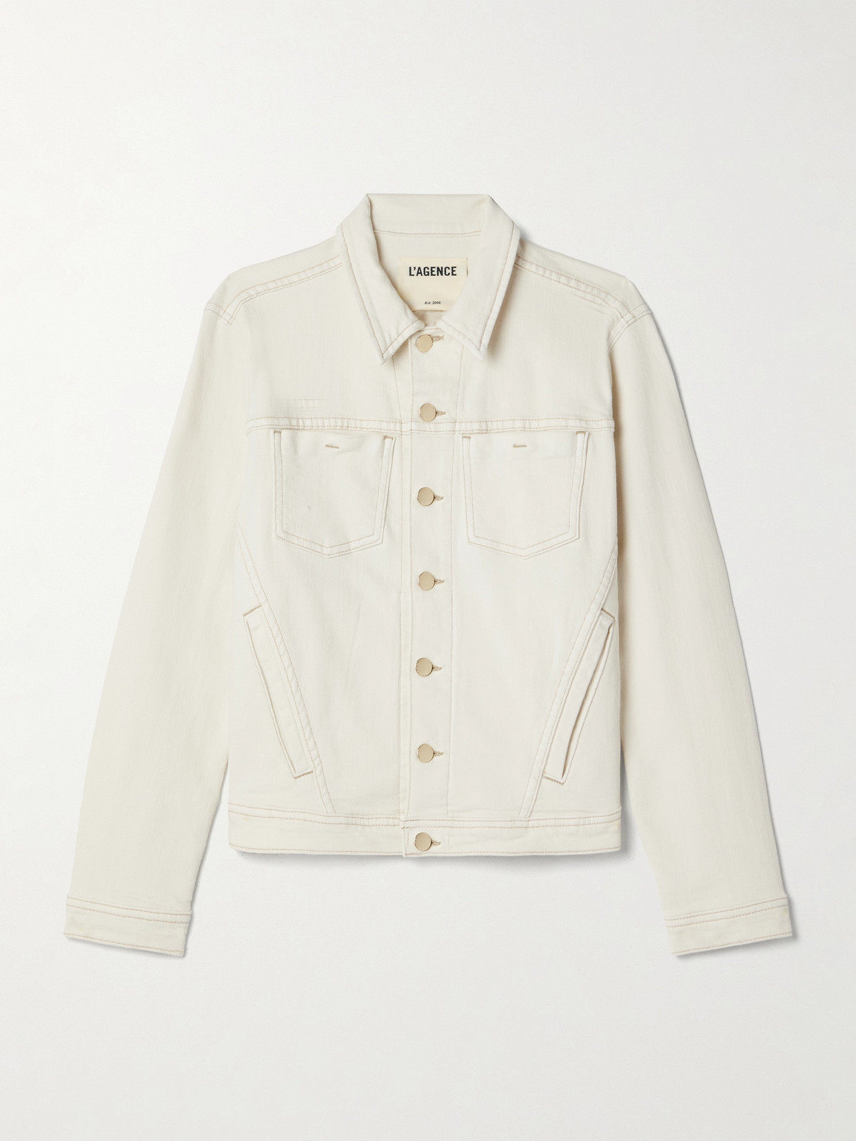 Shop L Agence Shuri Stretch-denim Jacket In White