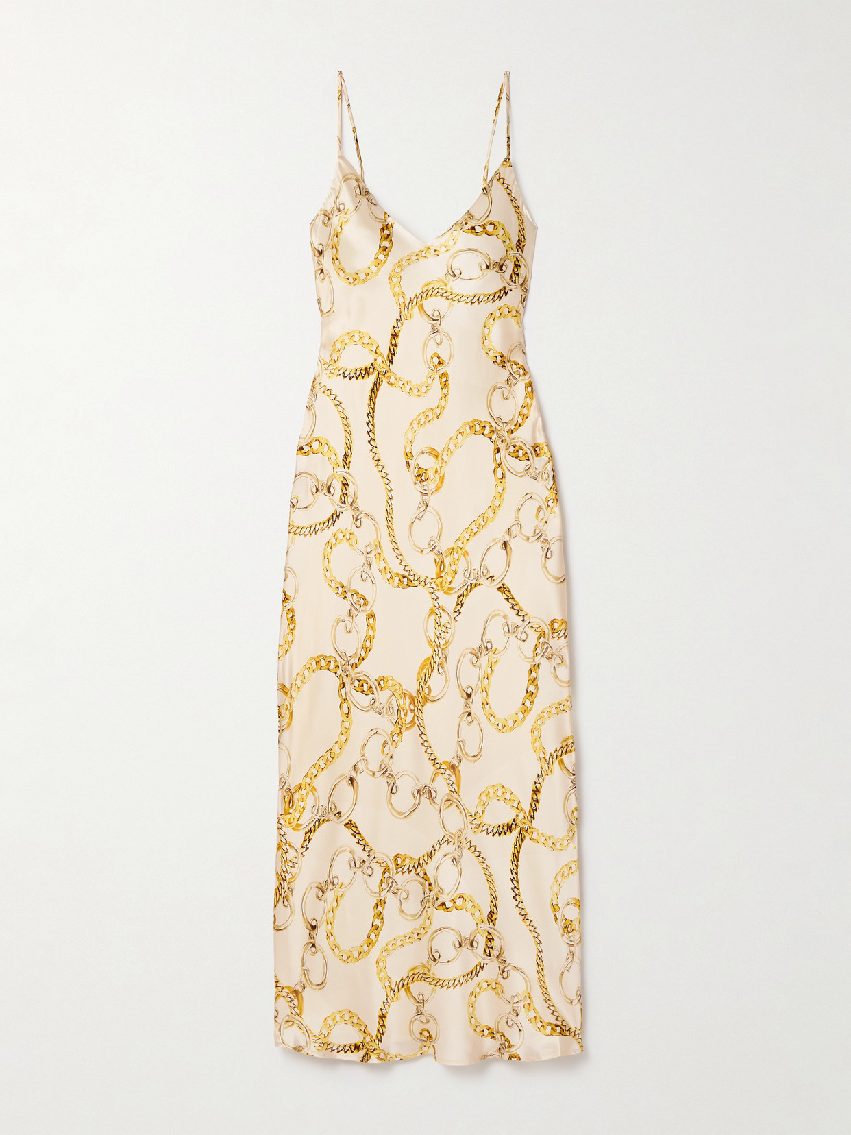 Shop L Agence Seridie Printed Silk-satin Midi Dress In Ivory