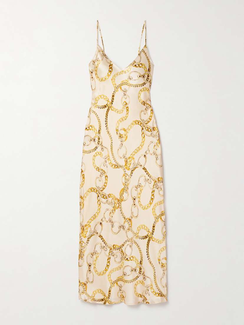 L'Agence Seridie Printed Silk-satin Midi Dress
