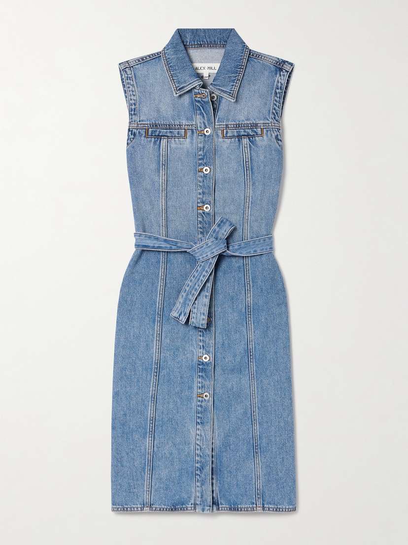 Alex Mill Adeline Belted Denim Mini Dress - x large