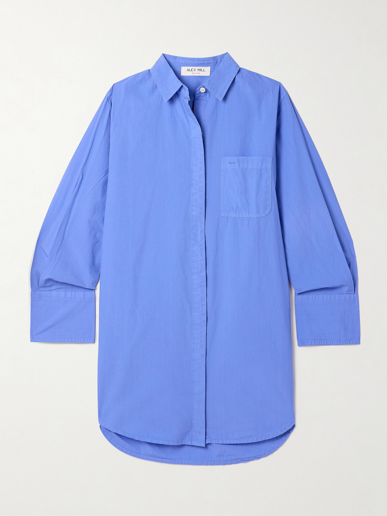 Shop Alex Mill Belle Cotton-poplin Mini Shirt Dress In Blue