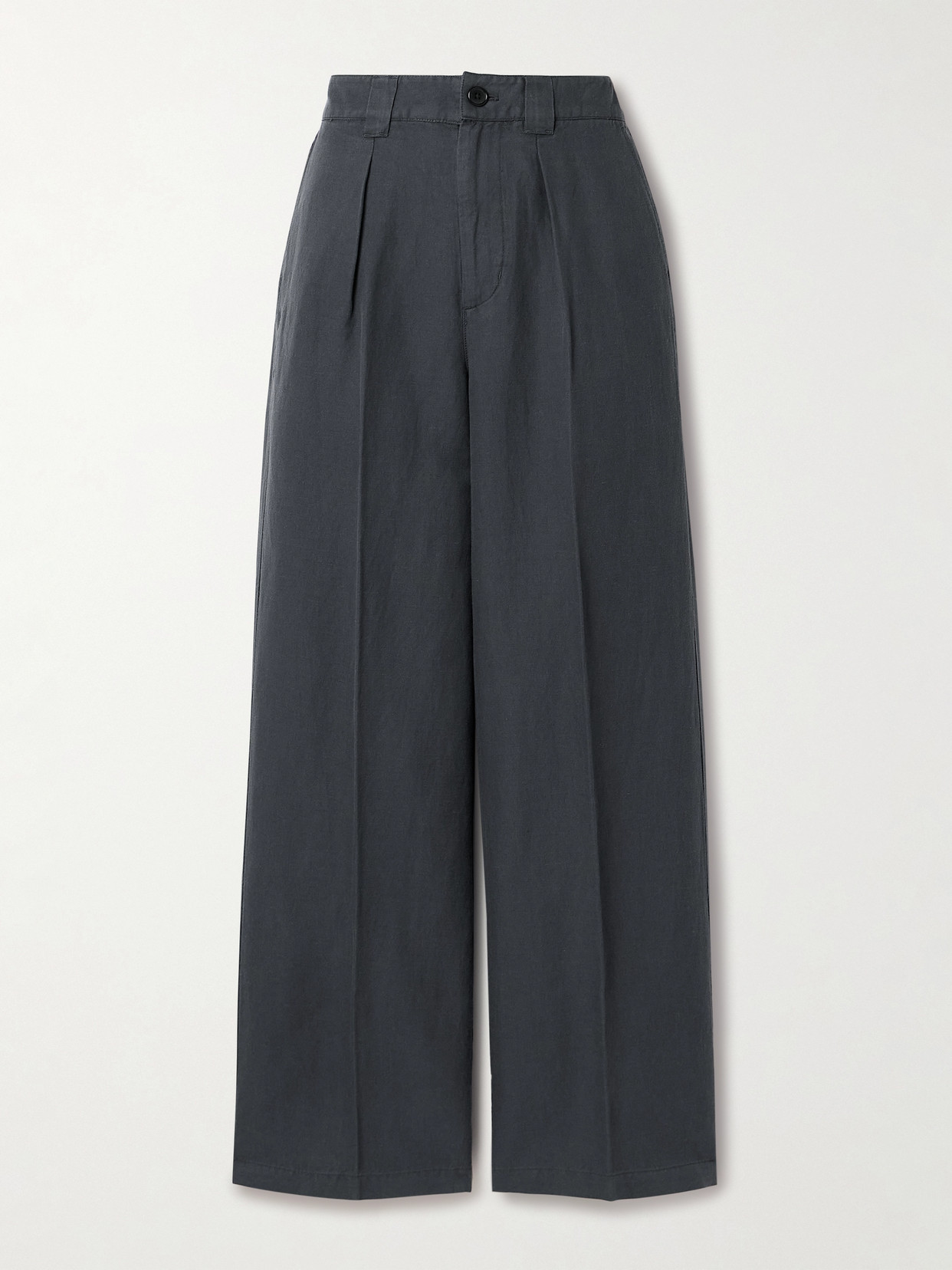 Shop Alex Mill Madeline Pleated Linen, Tencel™ Lyocell And Cotton-blend Twill Wide-leg Pants In Gray