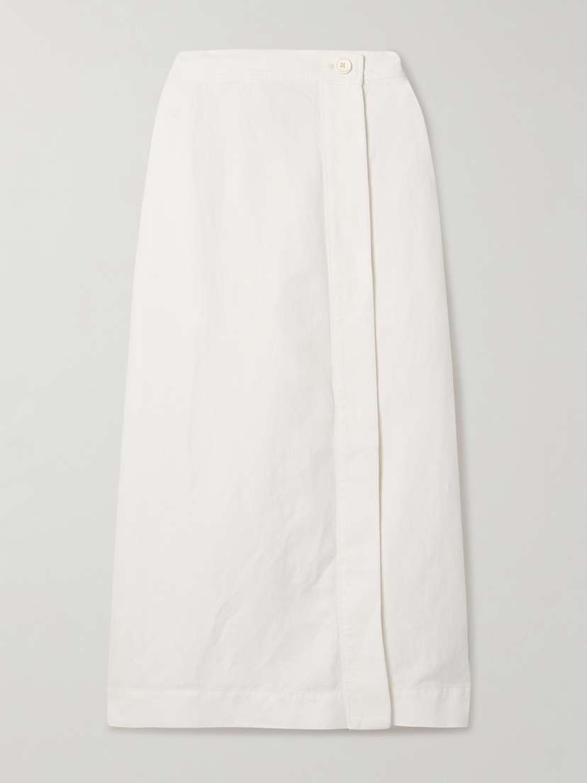 Alex Mill Linen, Tencel™ Lyocell And Cotton-blend Twill Midi Wrap Skirt