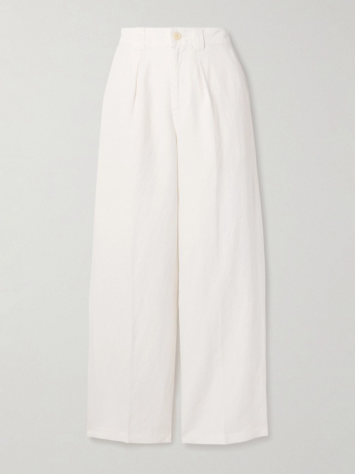 Alex Mill Madeline Pleated Linen, Tencel™ Lyocell And Cotton-blend Twill Wide-leg Trousers In Ecru