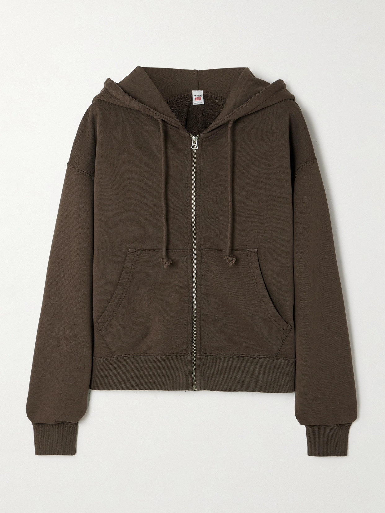 Re/done Cotton-jersey Hoodie In Brown