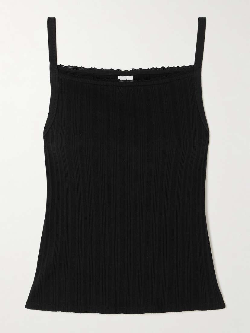 RE/DONE Pointelle-knit Cotton-jersey Tank