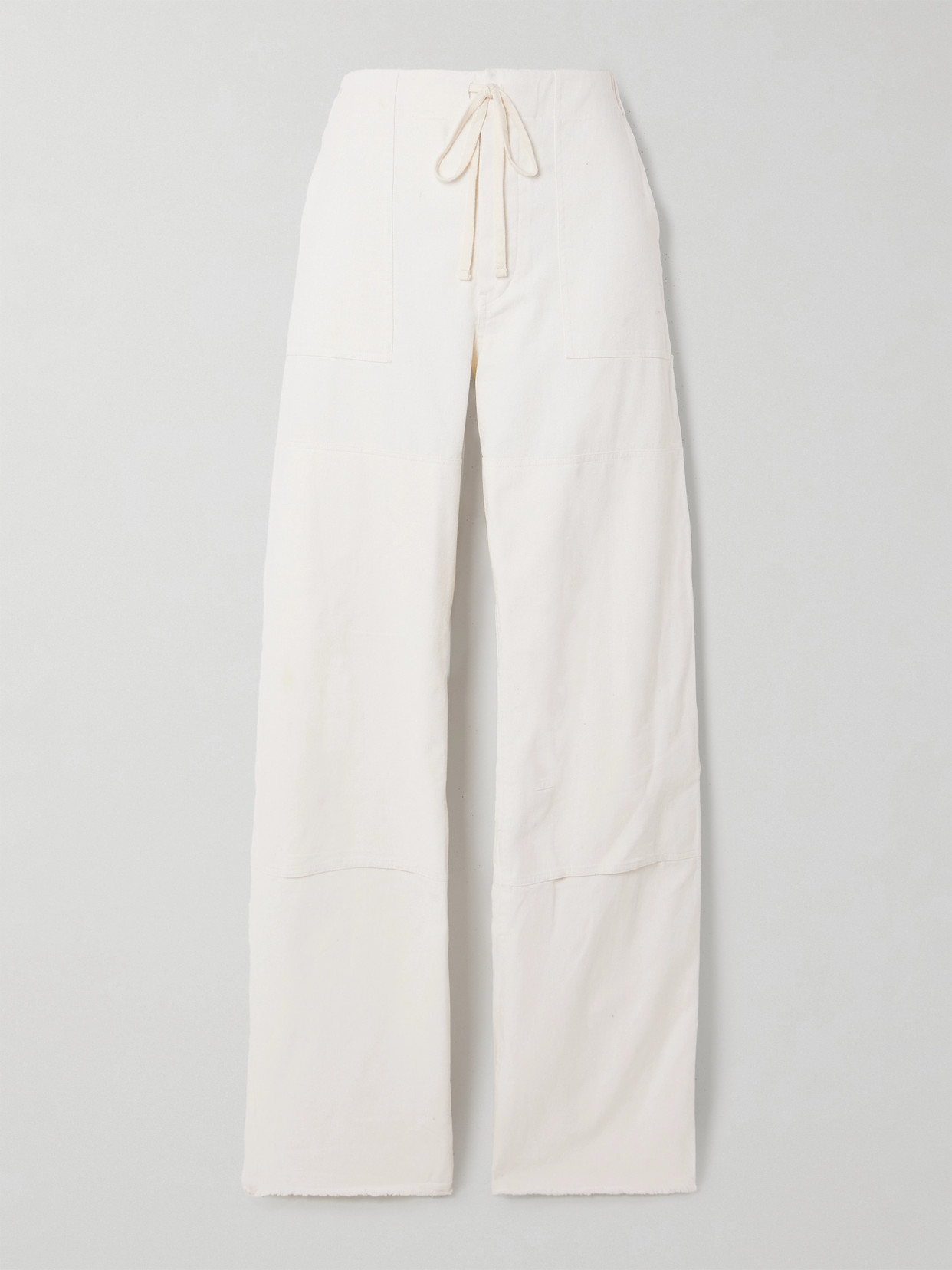 Re/done Paneled Denim Wide-leg Pants In Ecru