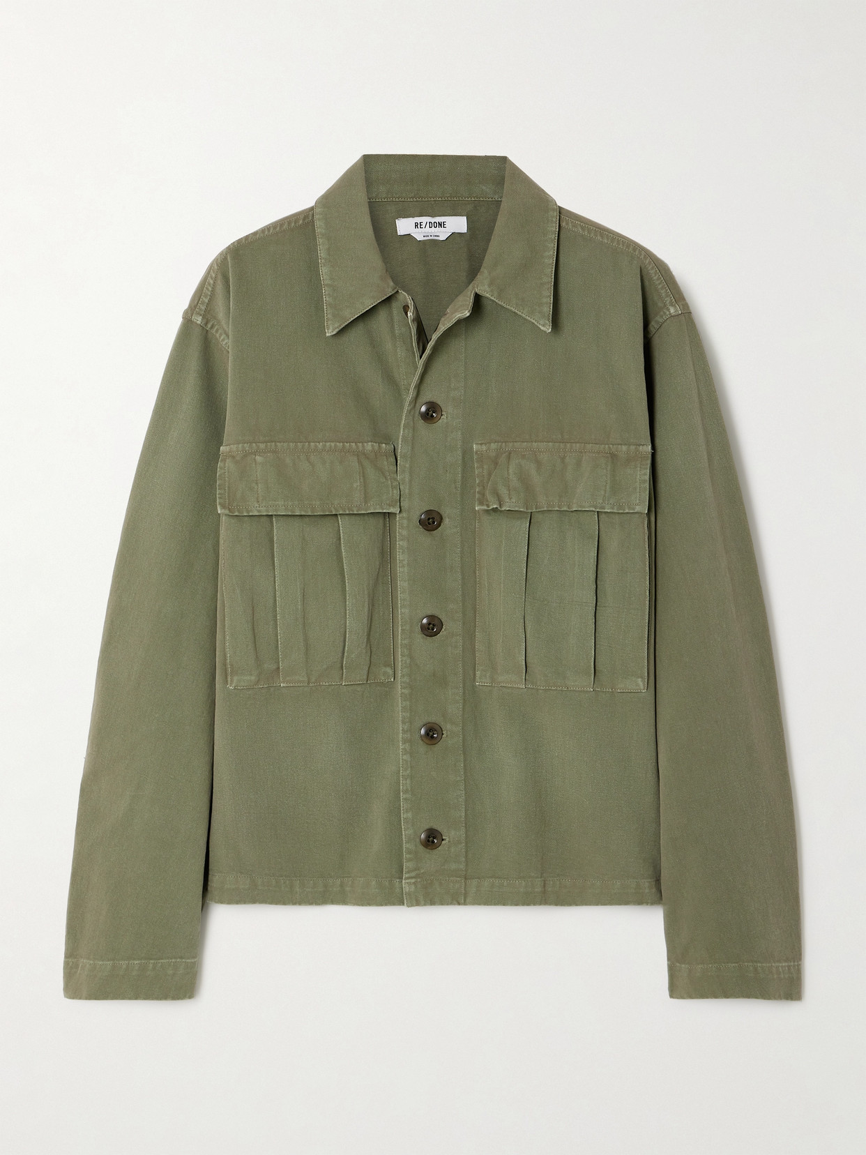 Shop Re/done Field Cotton-canvas Jacket In Green