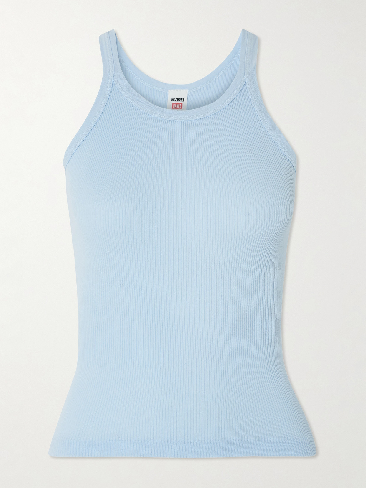 Re/done Ribbed Cotton-jersey Tank In Blue