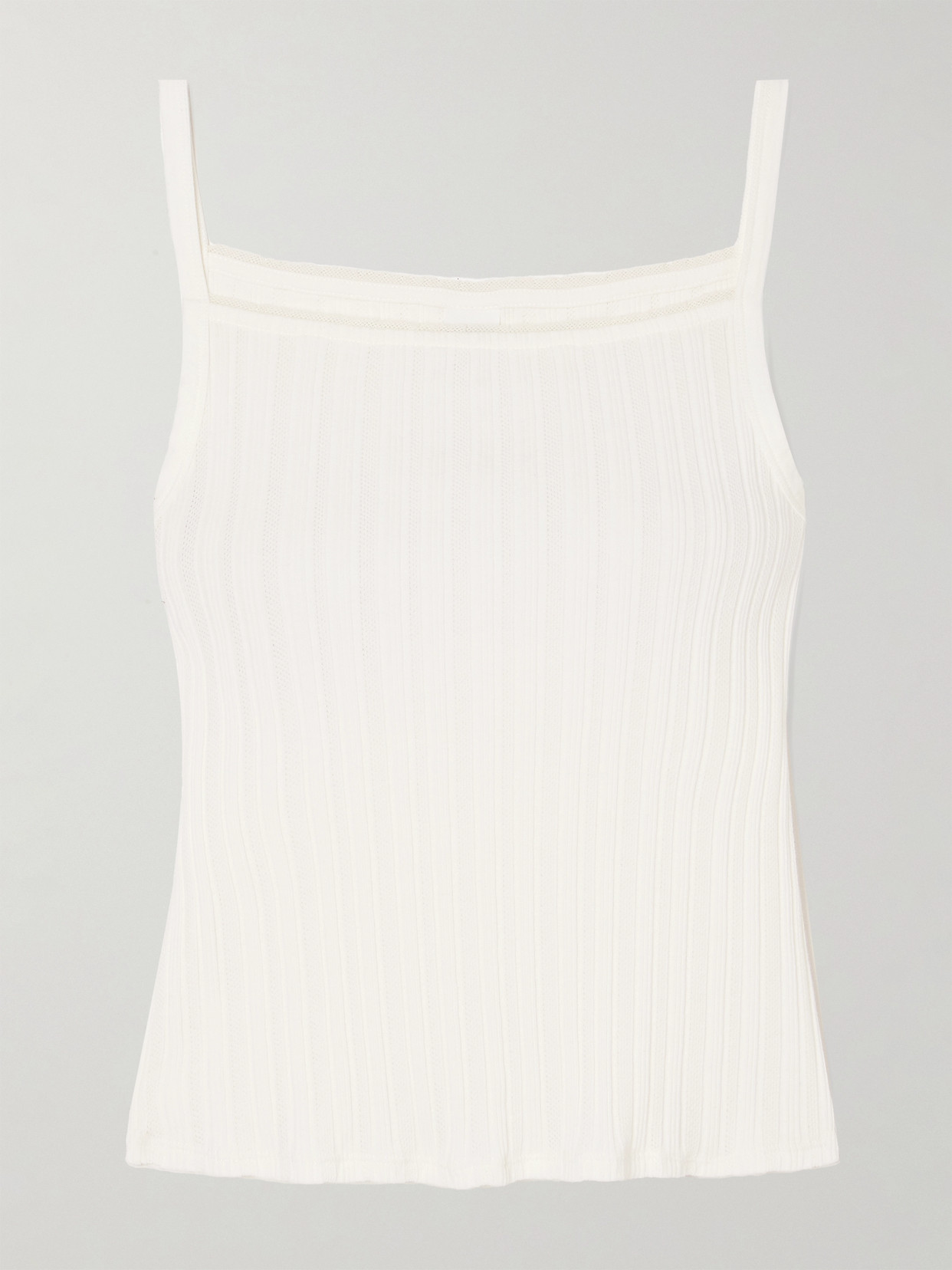 RE/DONE - Pointelle-knit Cotton-jersey Tank - White