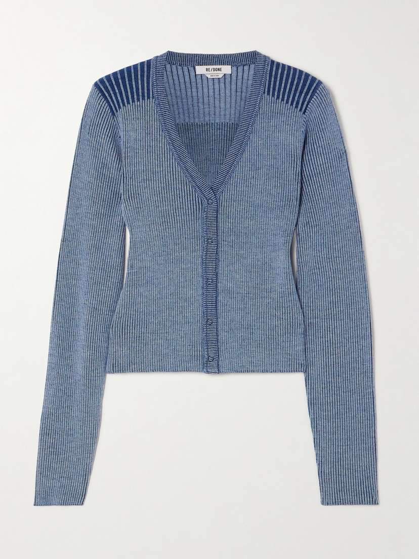RE/DONE Cropped Ribbed Wool Cardigan
