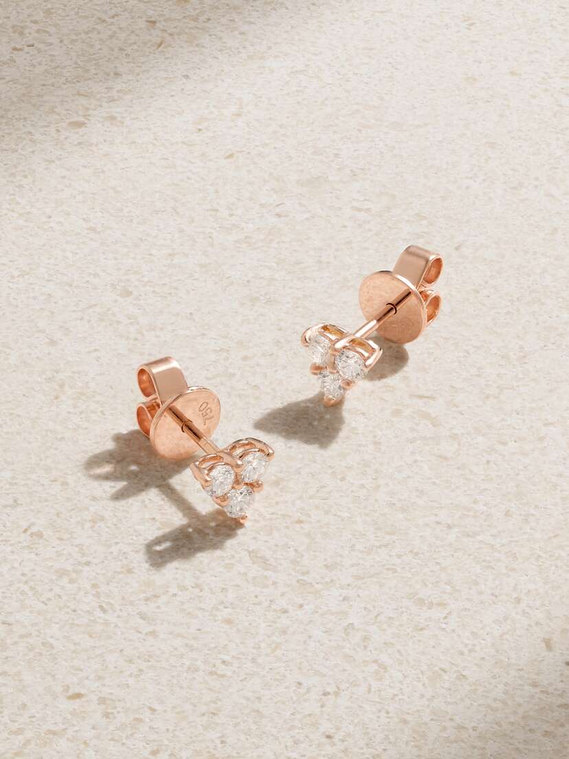 Anita Ko Trillion Small 18-karat Rose Gold Diamond Earrings