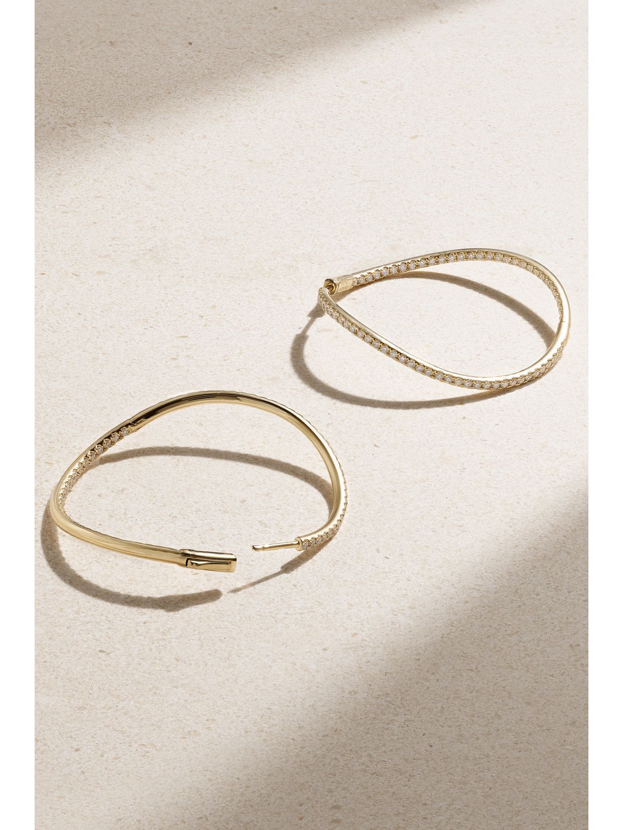 Shop Anita Ko Twisted 18-karat Gold Diamond Hoop Earrings