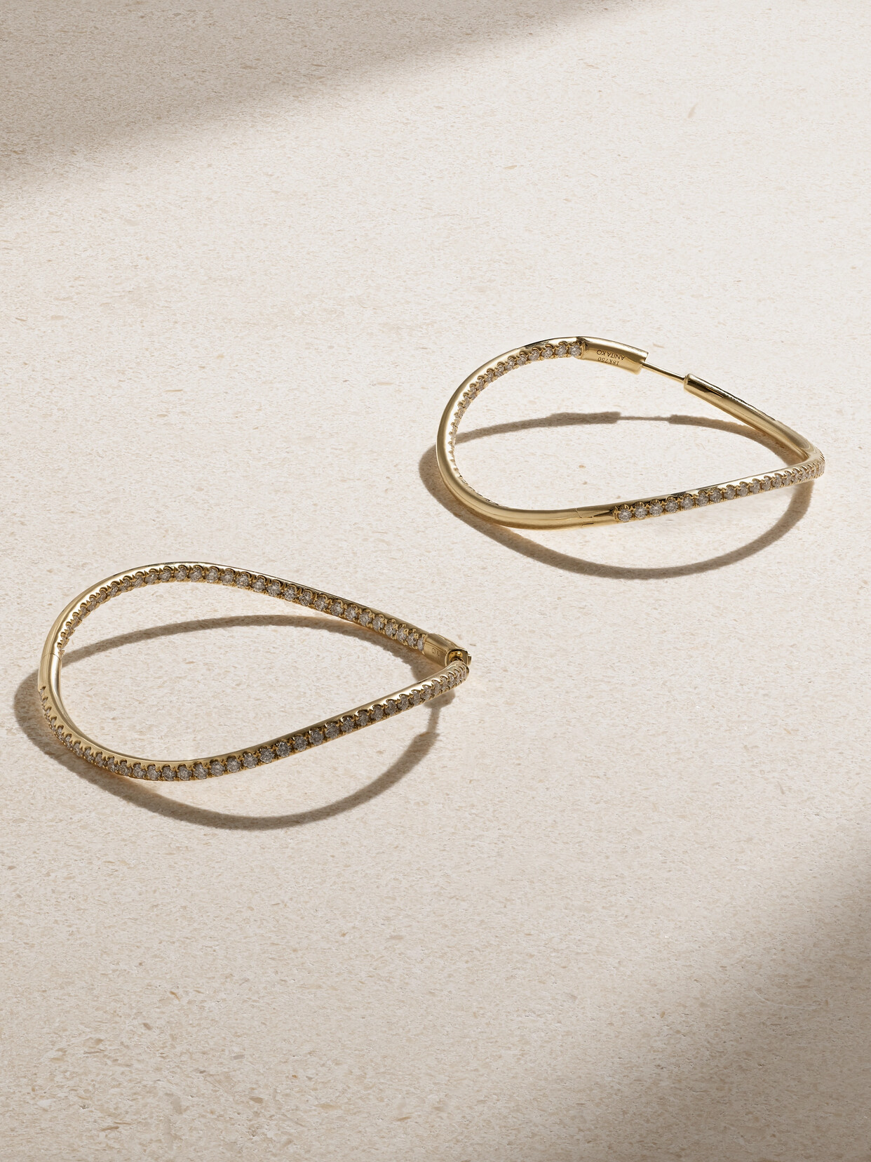 Anita Ko Twisted 18-karat Gold Diamond Hoop Earrings