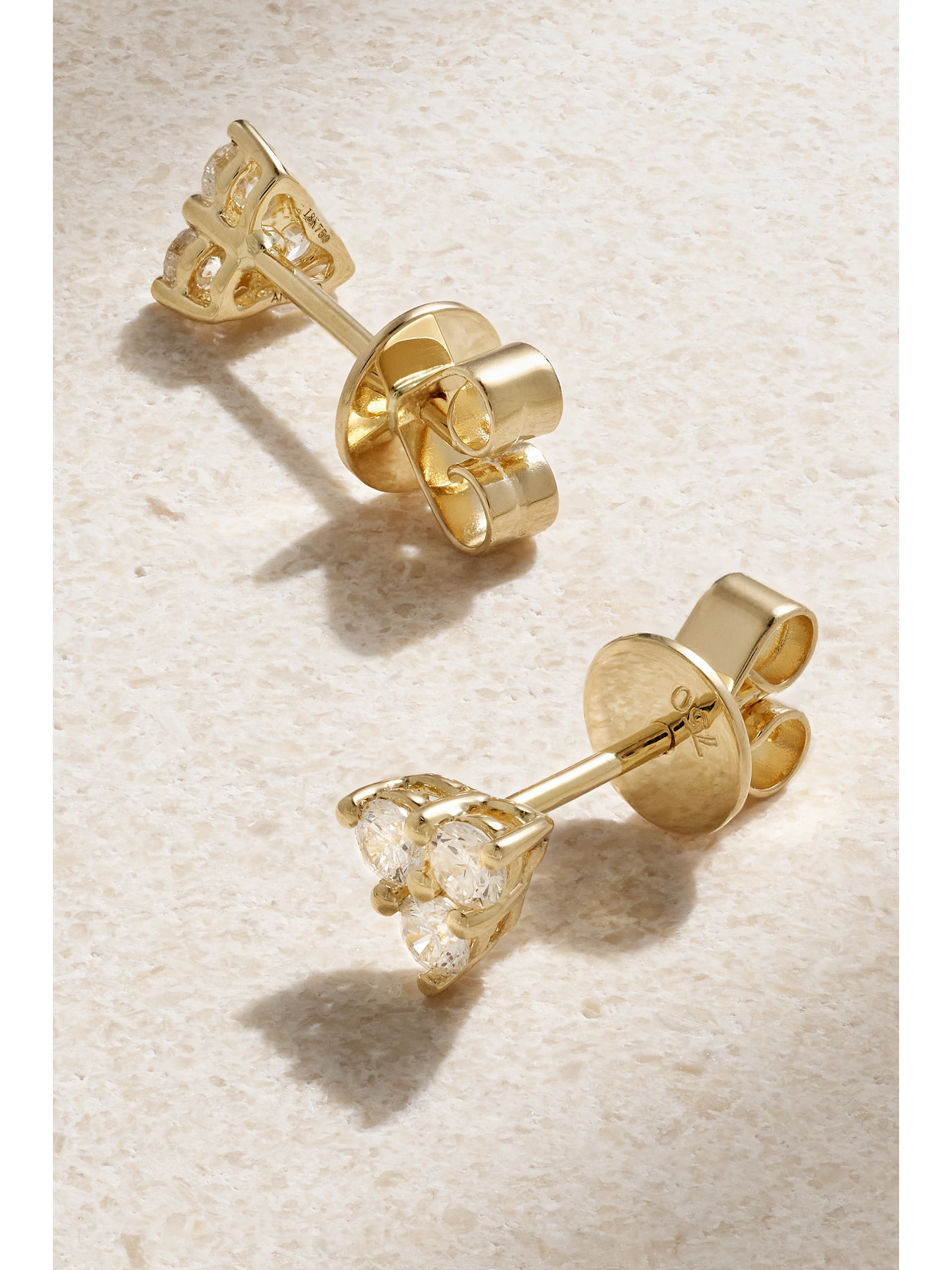 Shop Anita Ko Small Trillion 18-karat Gold Diamond Earrings