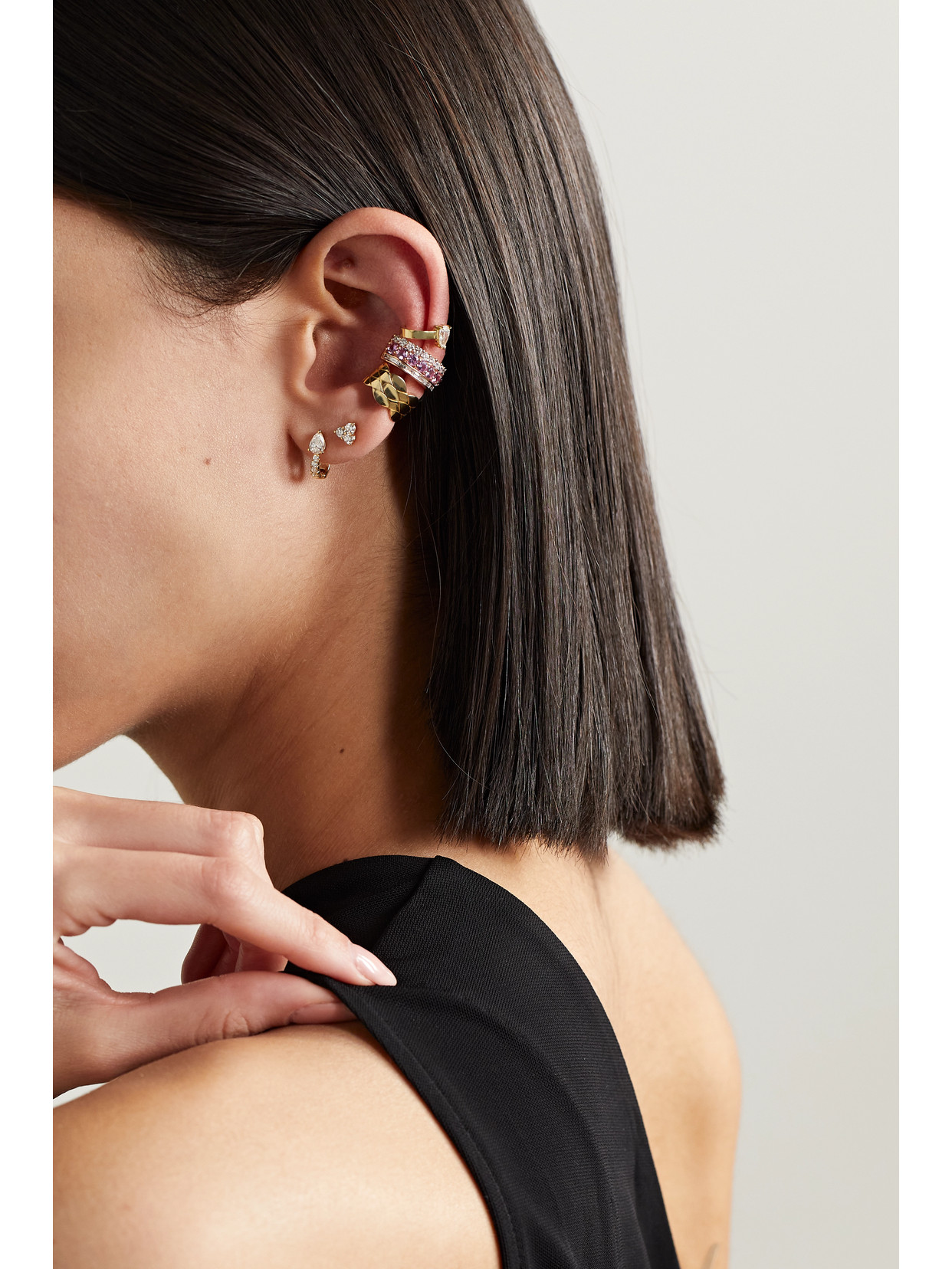 Anita Ko Small Trillion 18-karat Gold Diamond Earrings In Gold