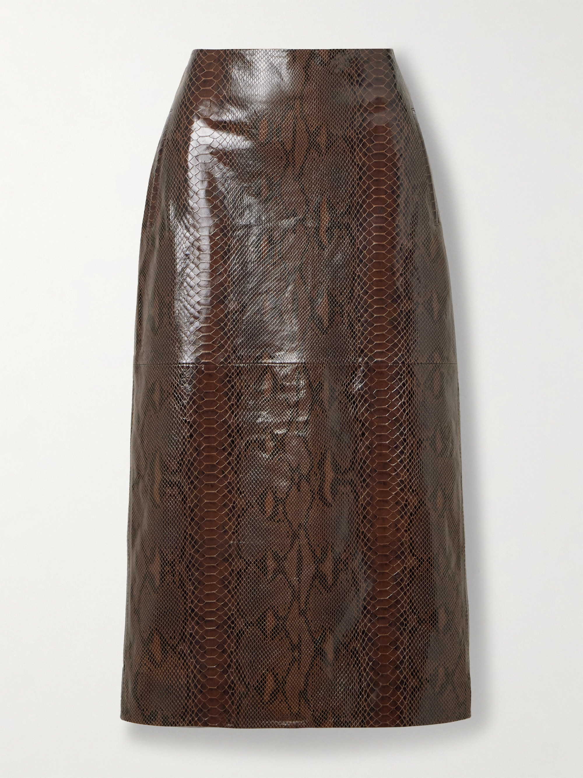 Dodo Bar Or Alex snake-effect leather midi skirt