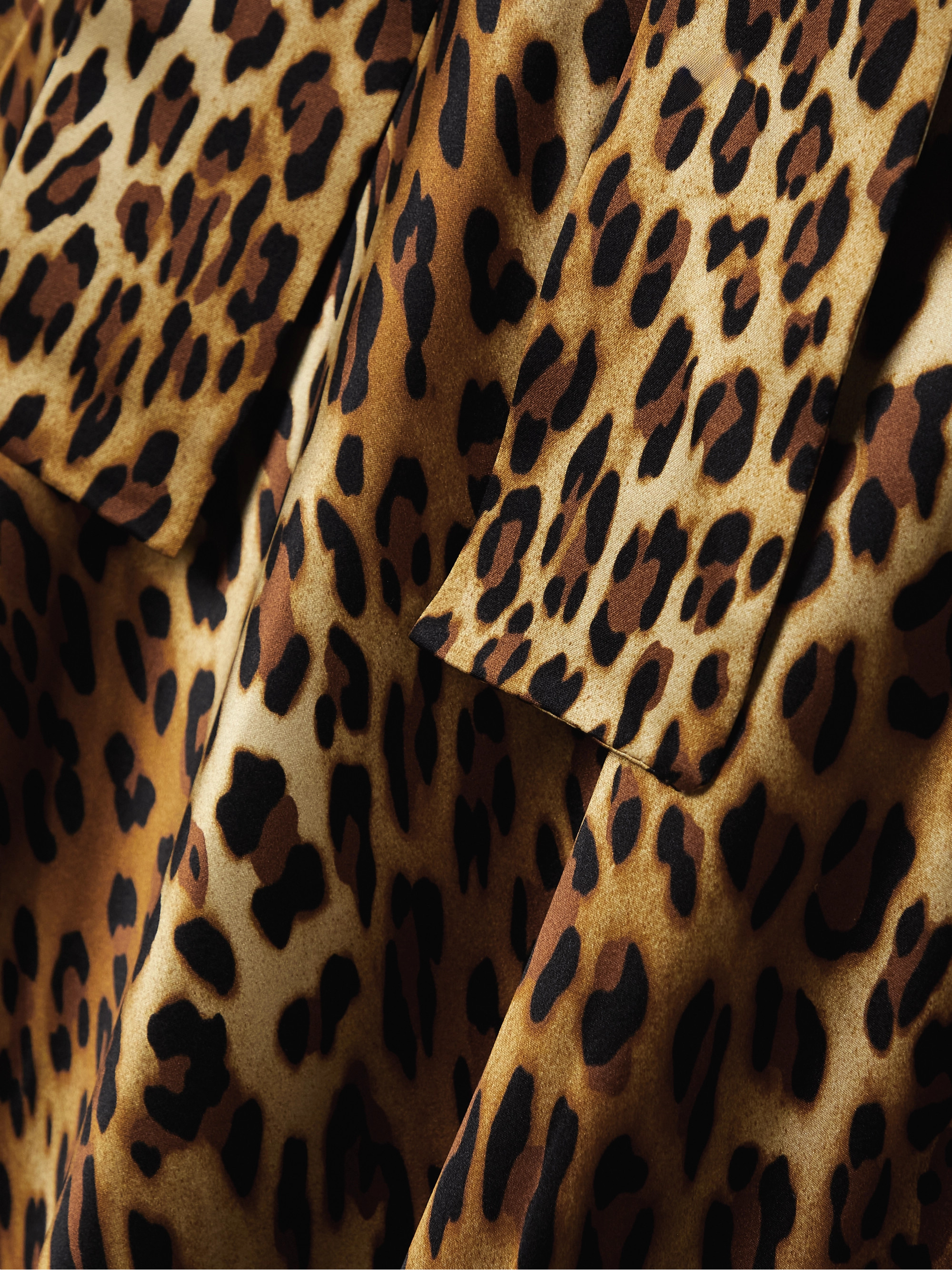 Dodo Bar Or Belted leopard-print silk-satin maxi shirt dress