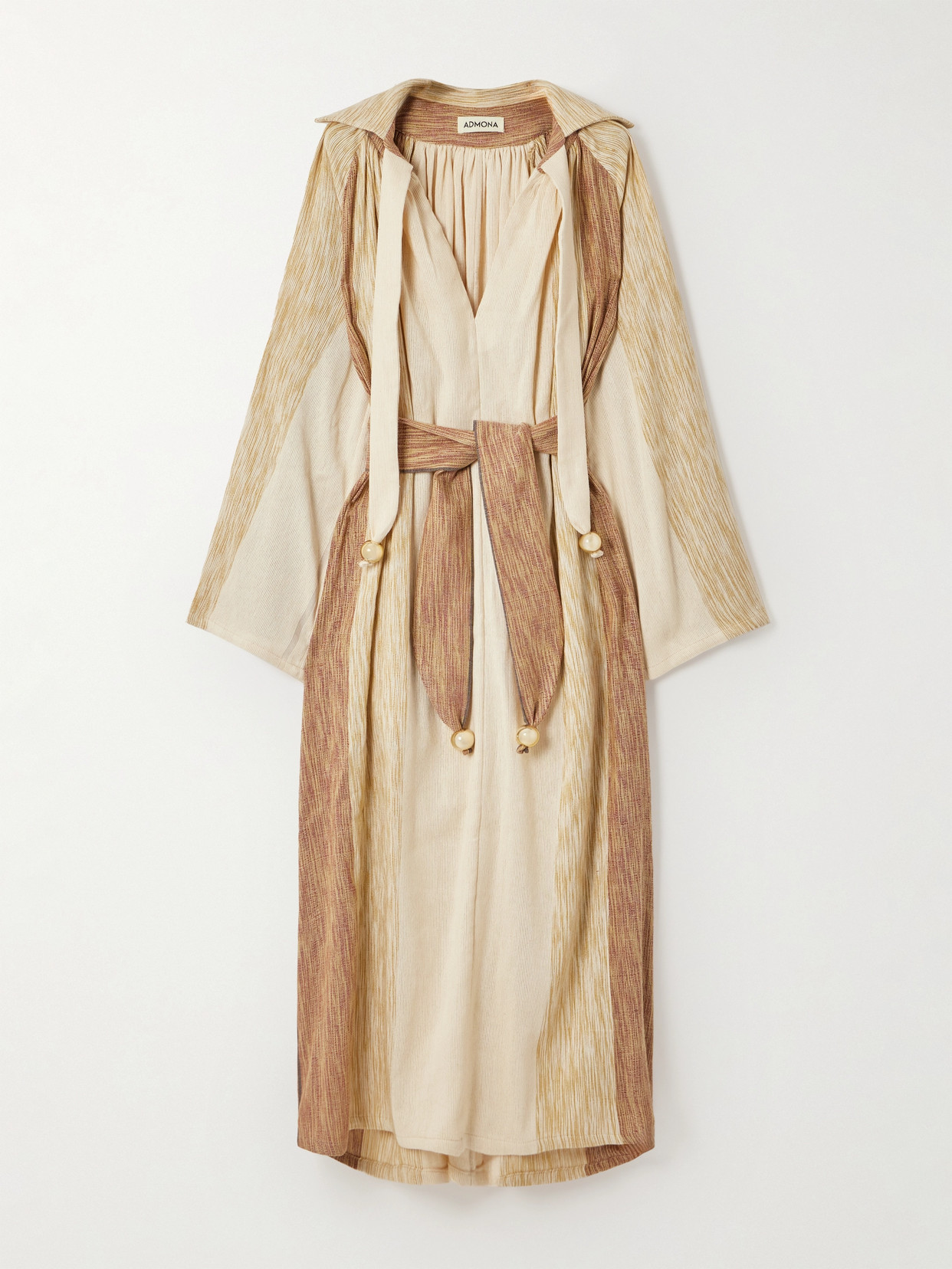 Admona Nasrin Belted Striped Woven Coverup In Neutrals