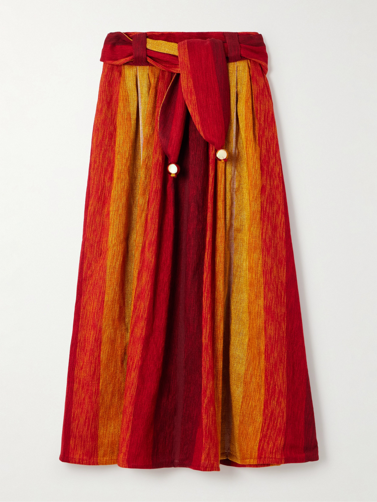 Admona - + Net Sustain Amal Belted Jacquard Maxi Skirt - Red