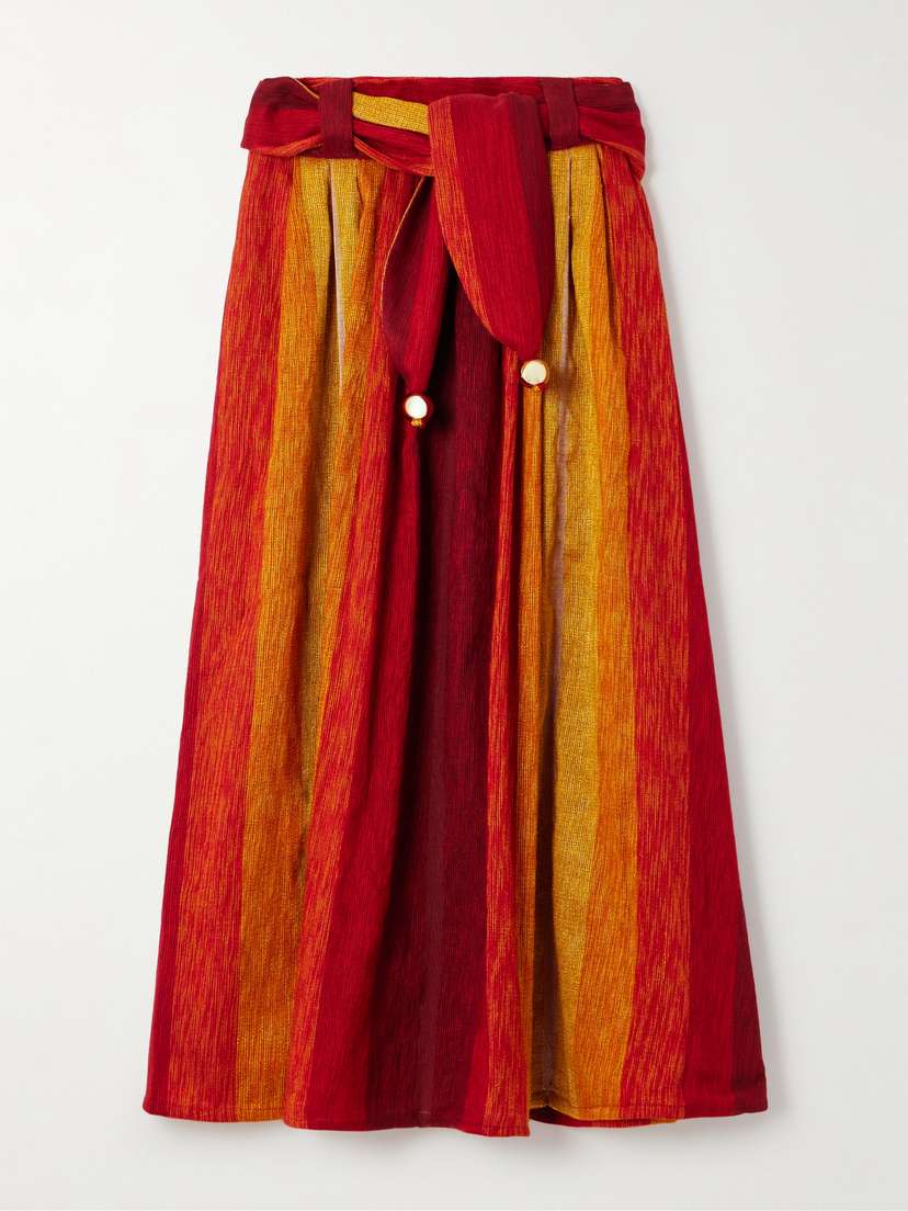 Admona + Net Sustain Amal Belted Jacquard Maxi Skirt