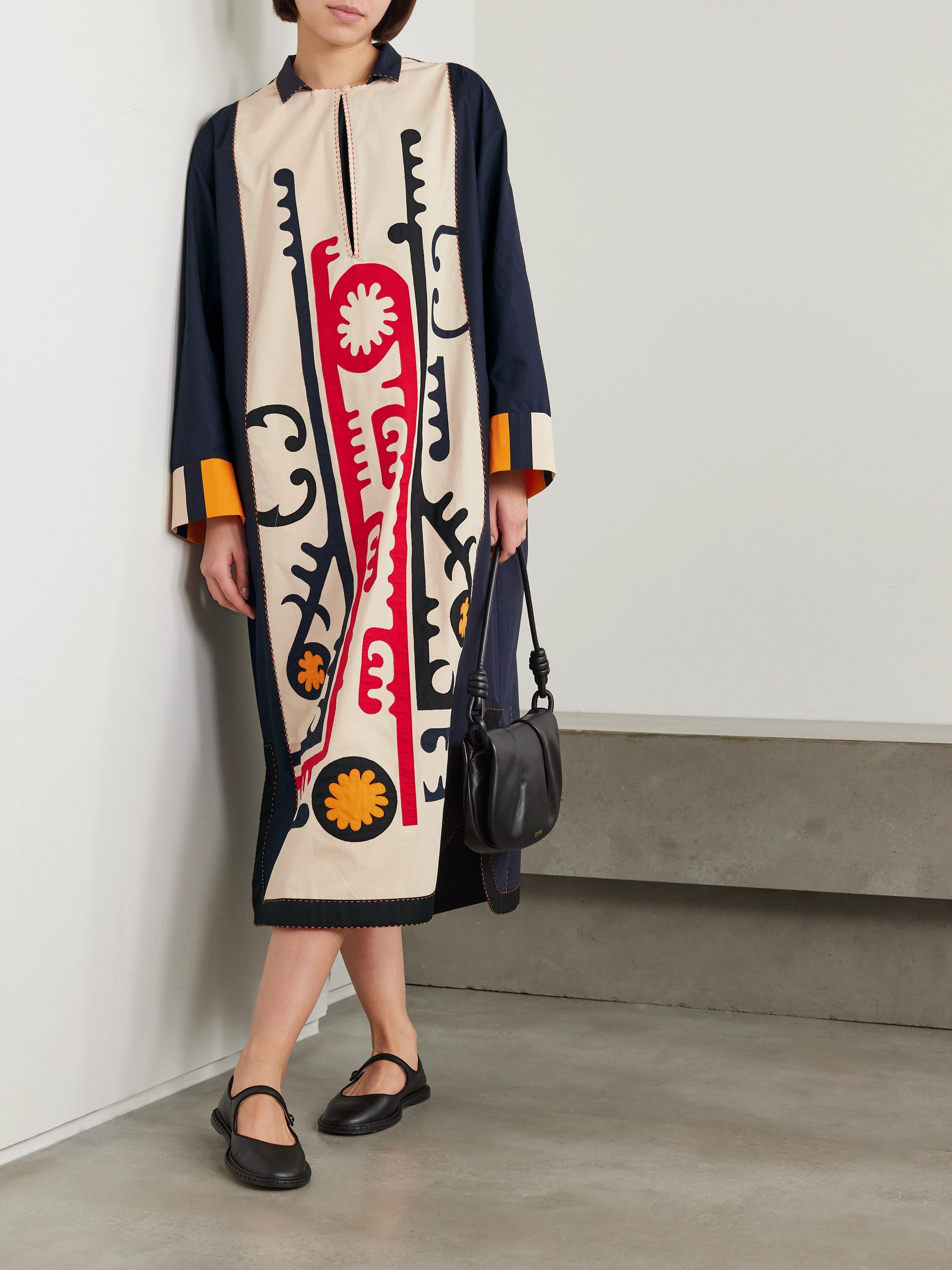 Vita Kin Rafshan embroidered cotton-poplin kaftan