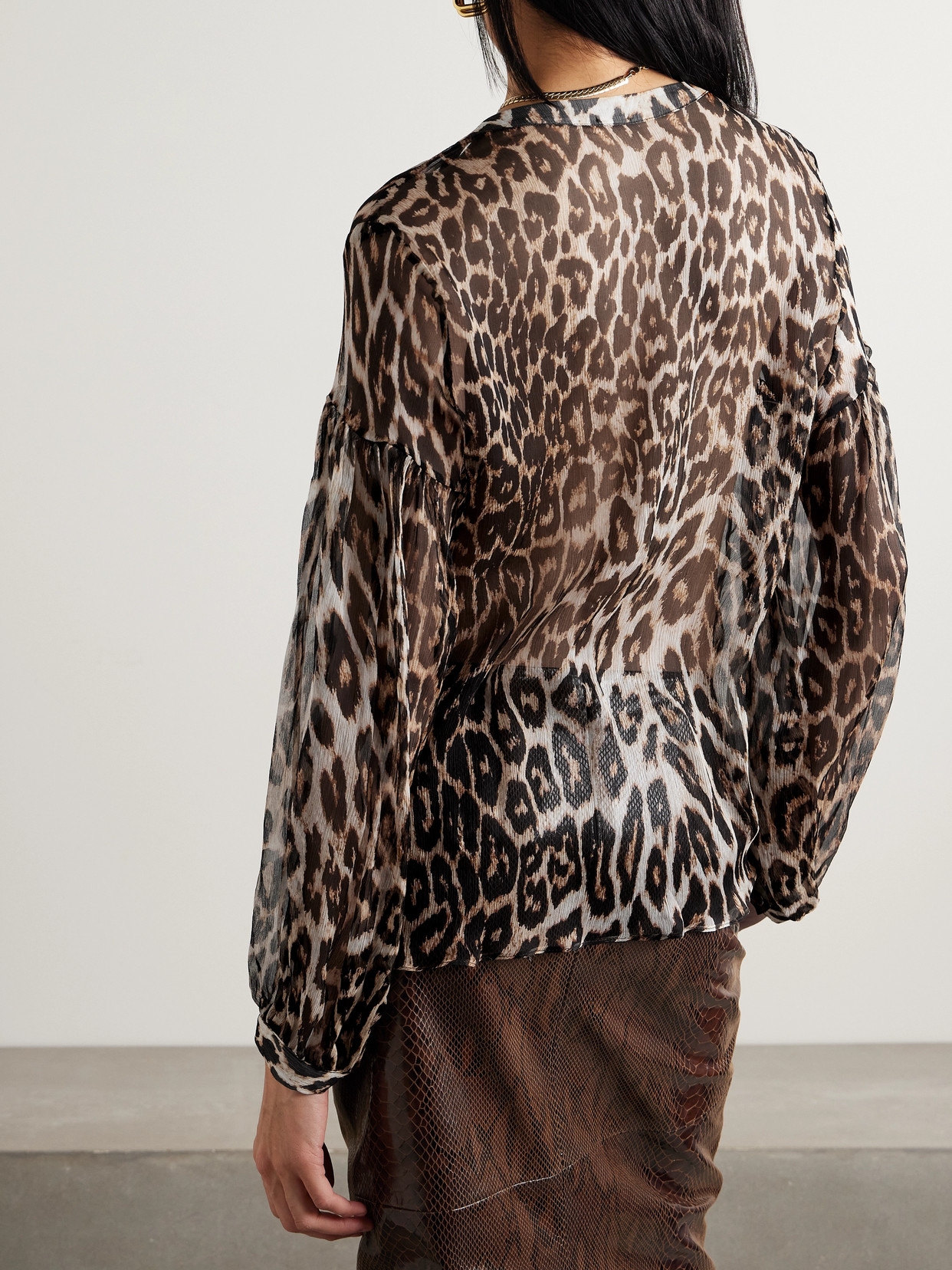 Dodo Bar Or Elton Leopard-print Silk-crepon Blouse In Animal Print