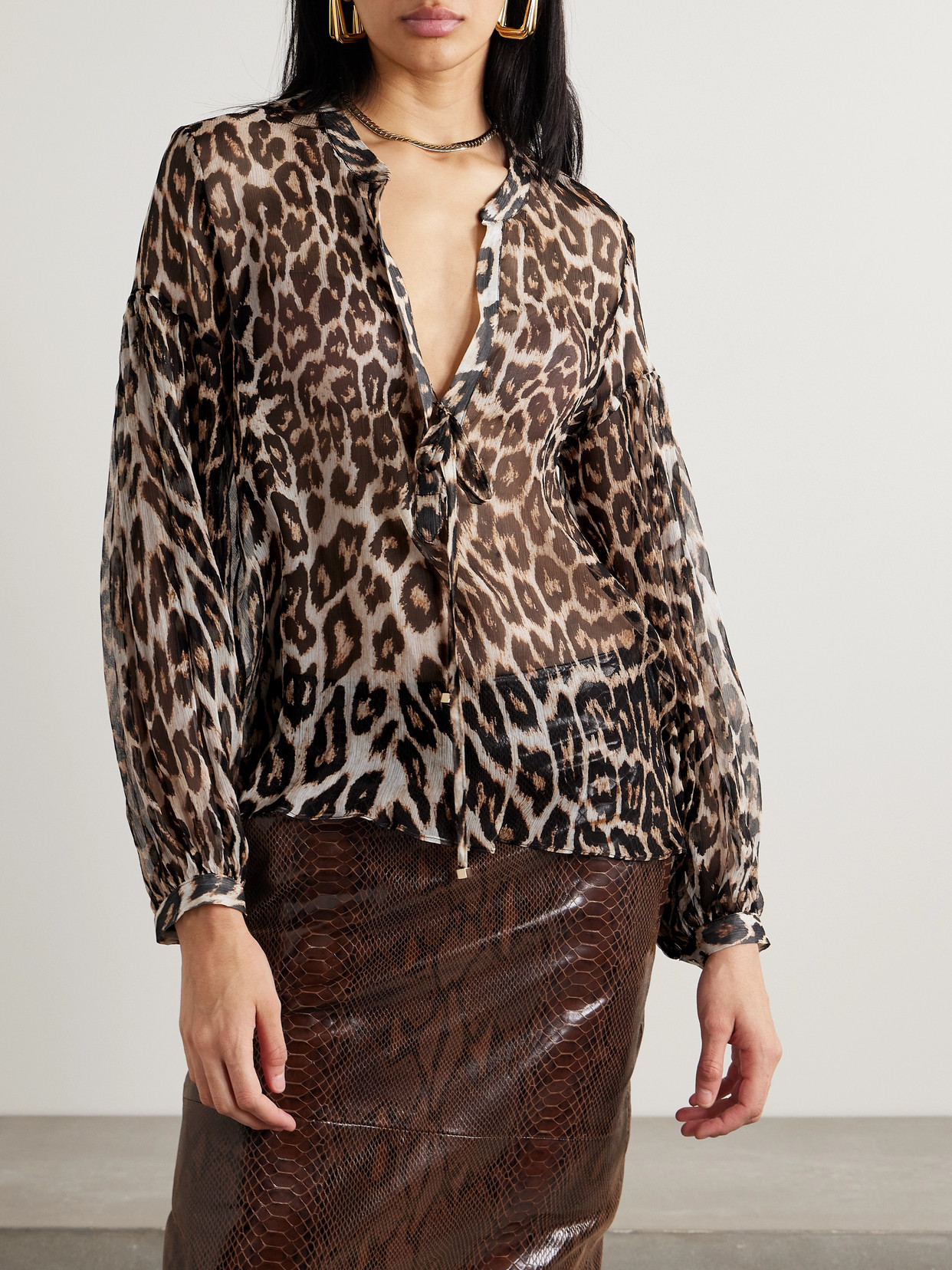 Dodo Bar Or Elton Leopard-print Silk-crepon Blouse In Animal Print