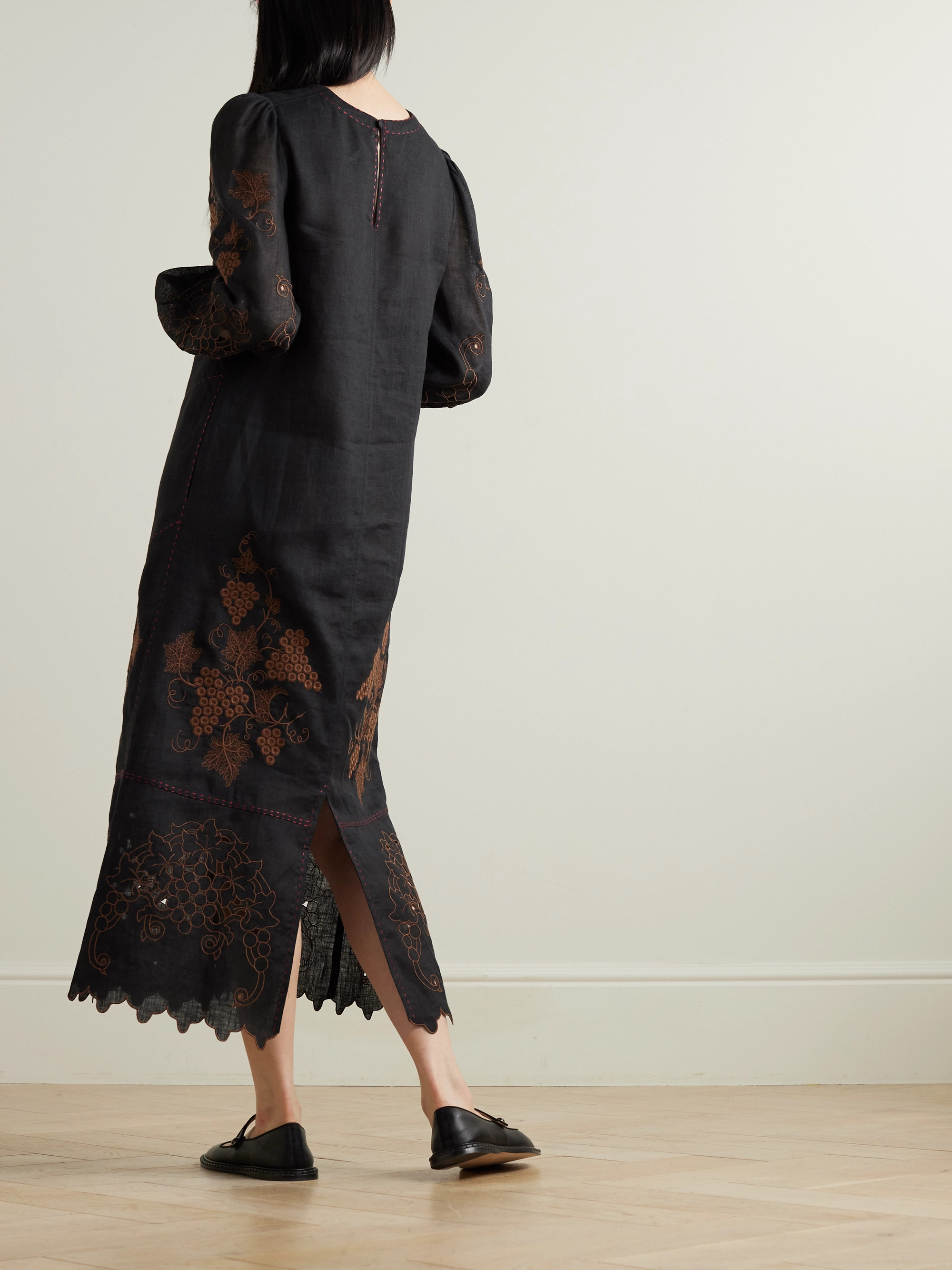 Vita Kin Ophelia scalloped embroidered linen midi dress