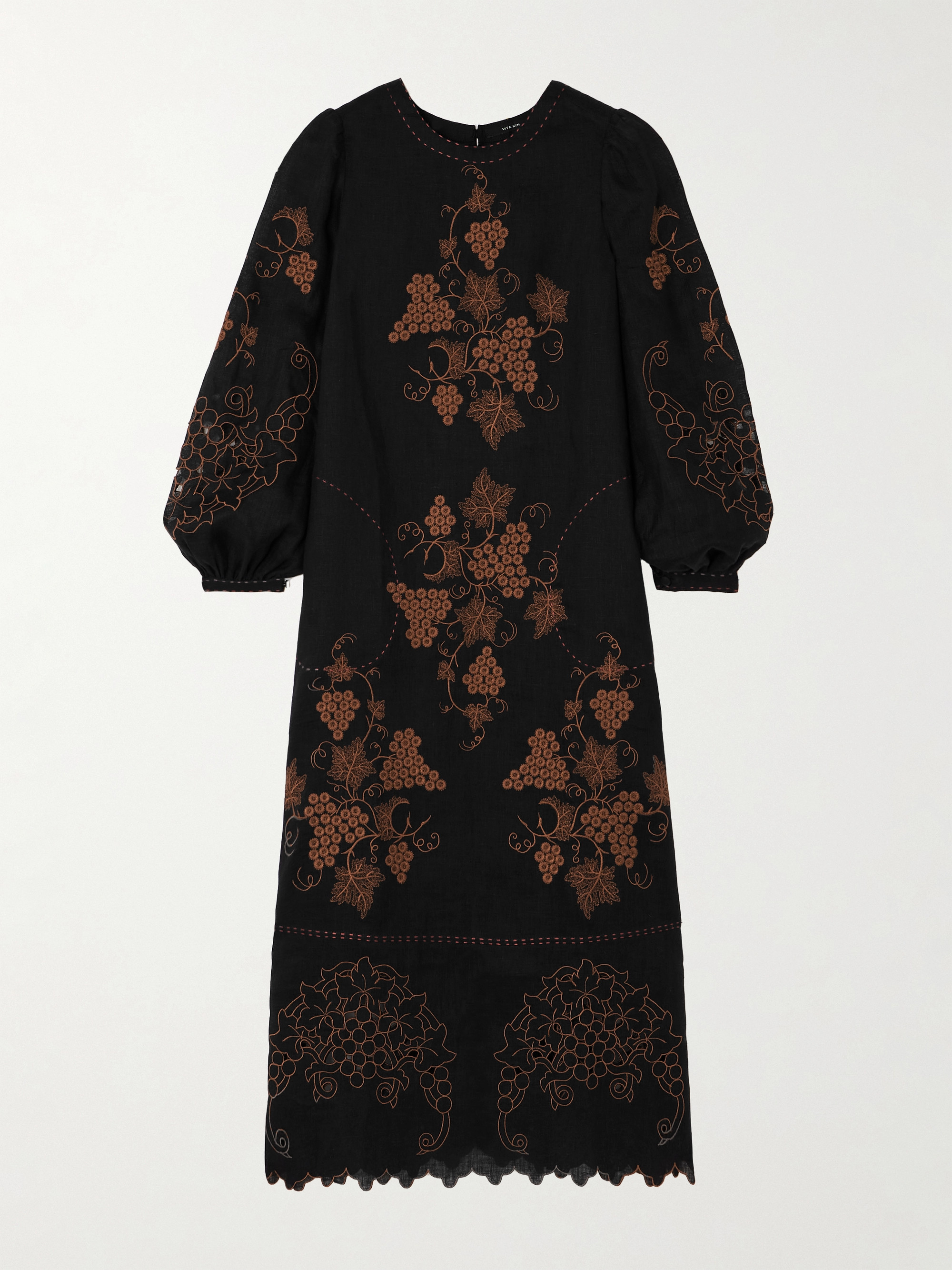 Vita Kin Ophelia scalloped embroidered linen midi dress
