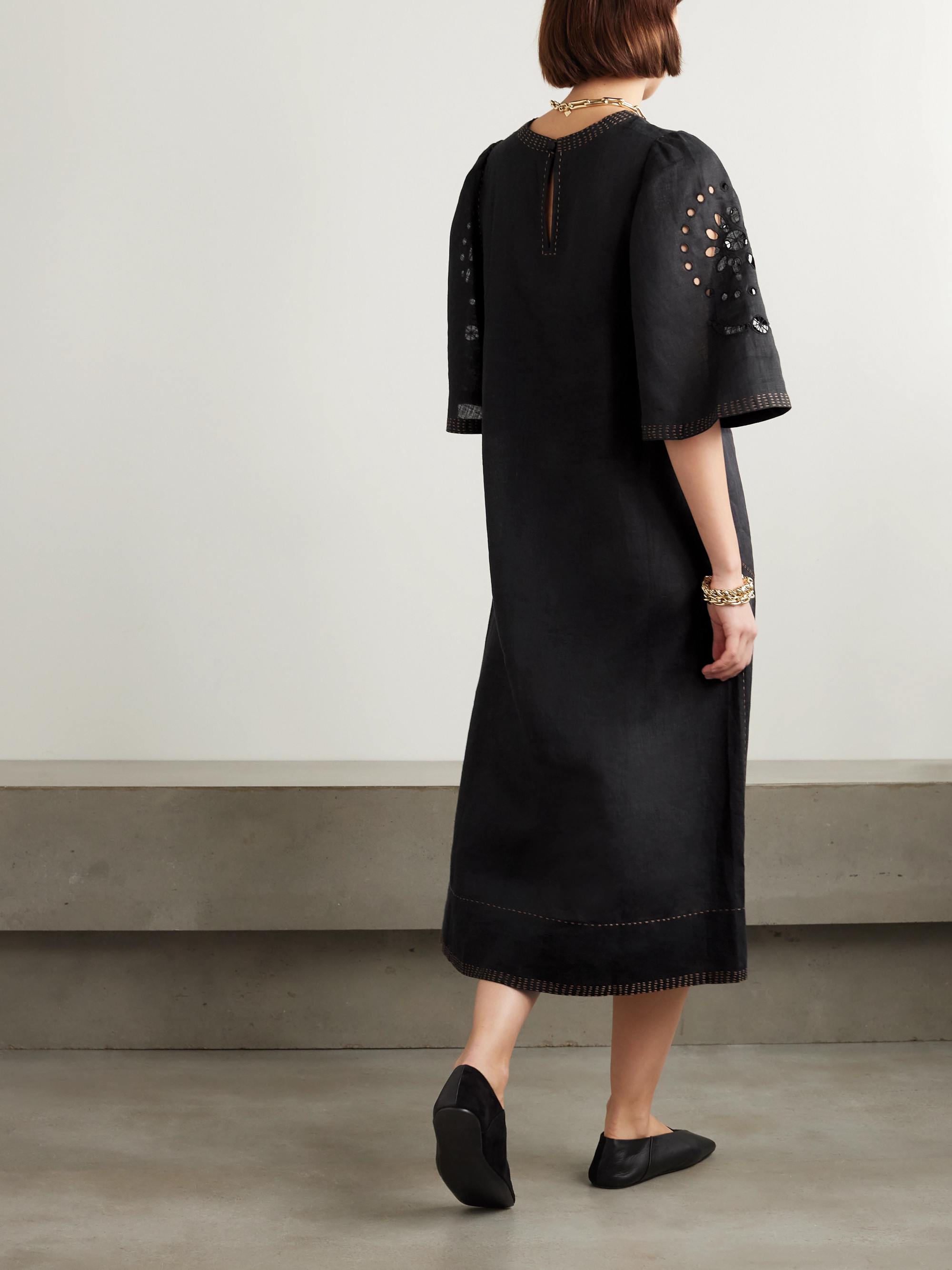 Vita Kin Mia broderie anglaise linen midi dress thumbnail
