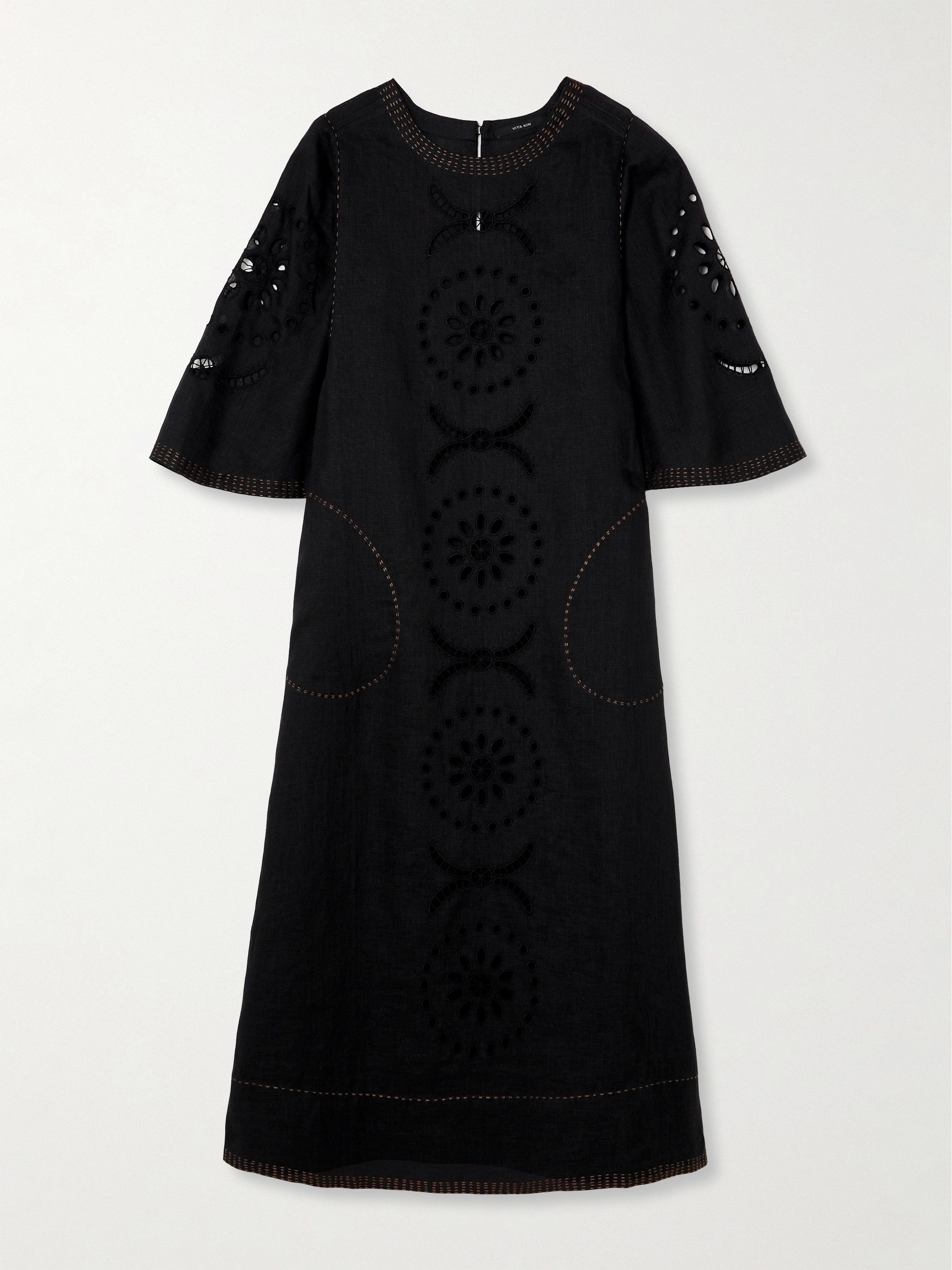 Vita Kin Mia broderie anglaise linen midi dress thumbnail