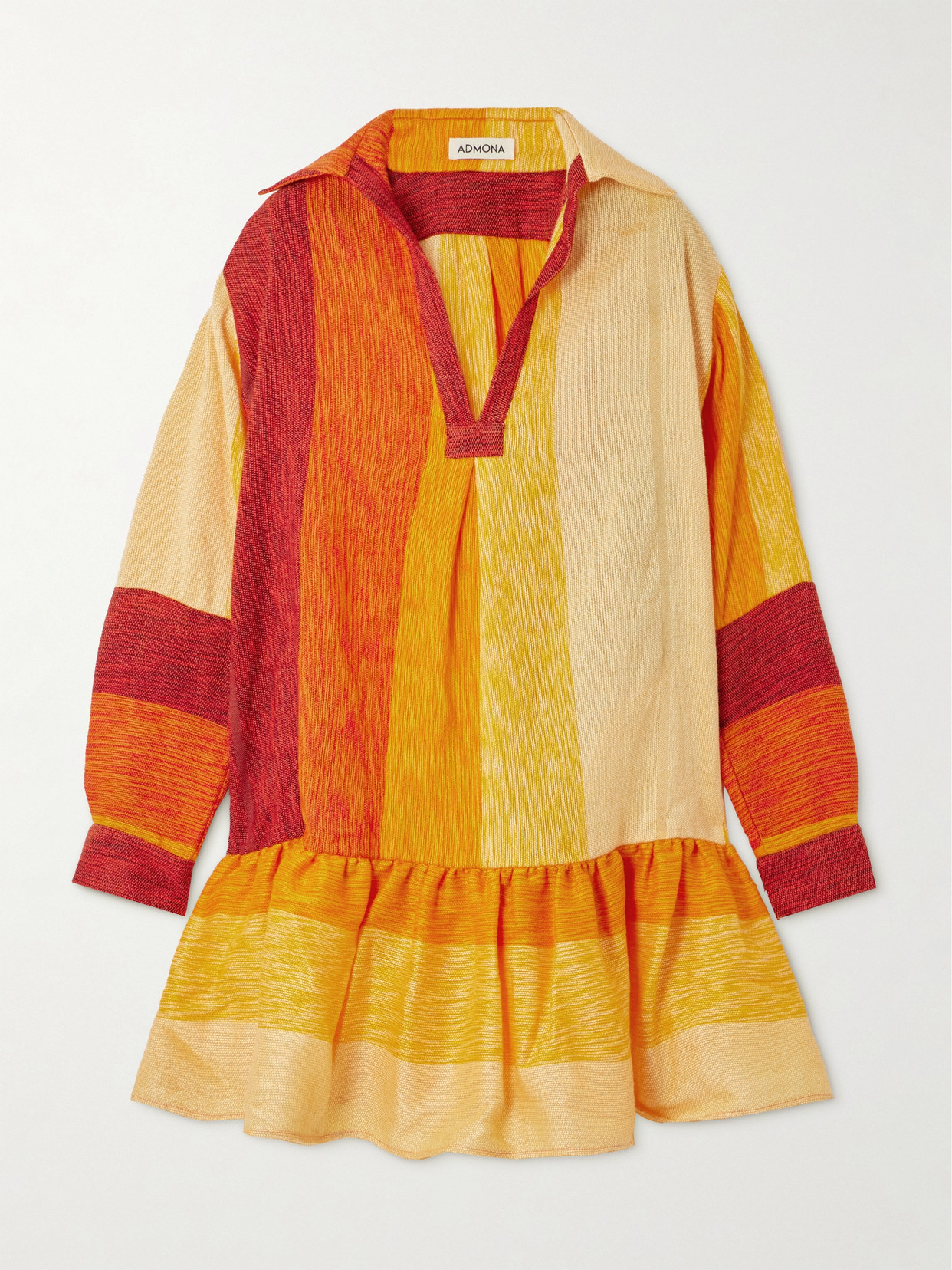 Admona - + Net Sustain Zaki Ruffled Striped Jacquard Mini Dress - Orange