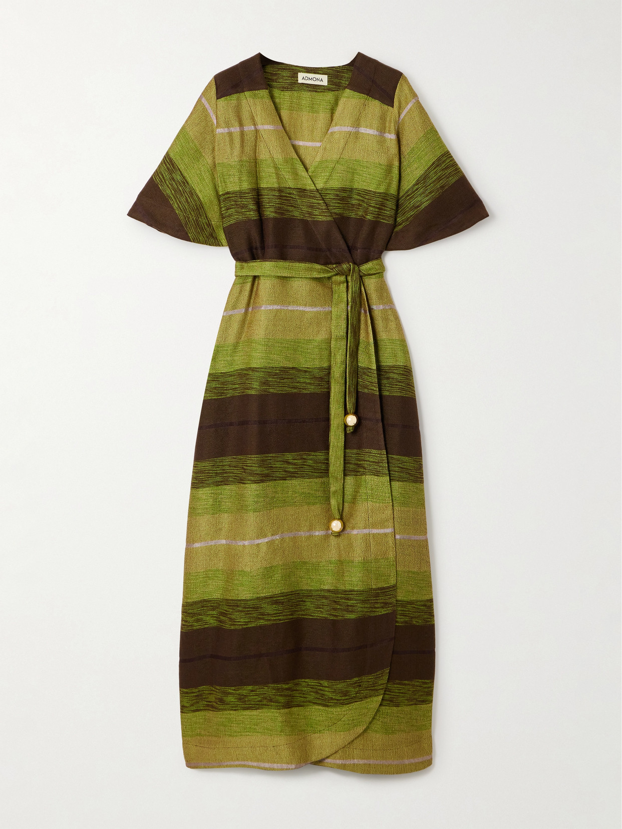 Admona Farid Belted Jacquard Maxi Dress In Green