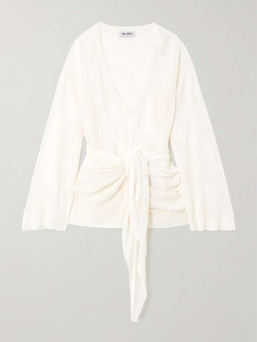 The Attico Open-knit Mini Wrap Dress