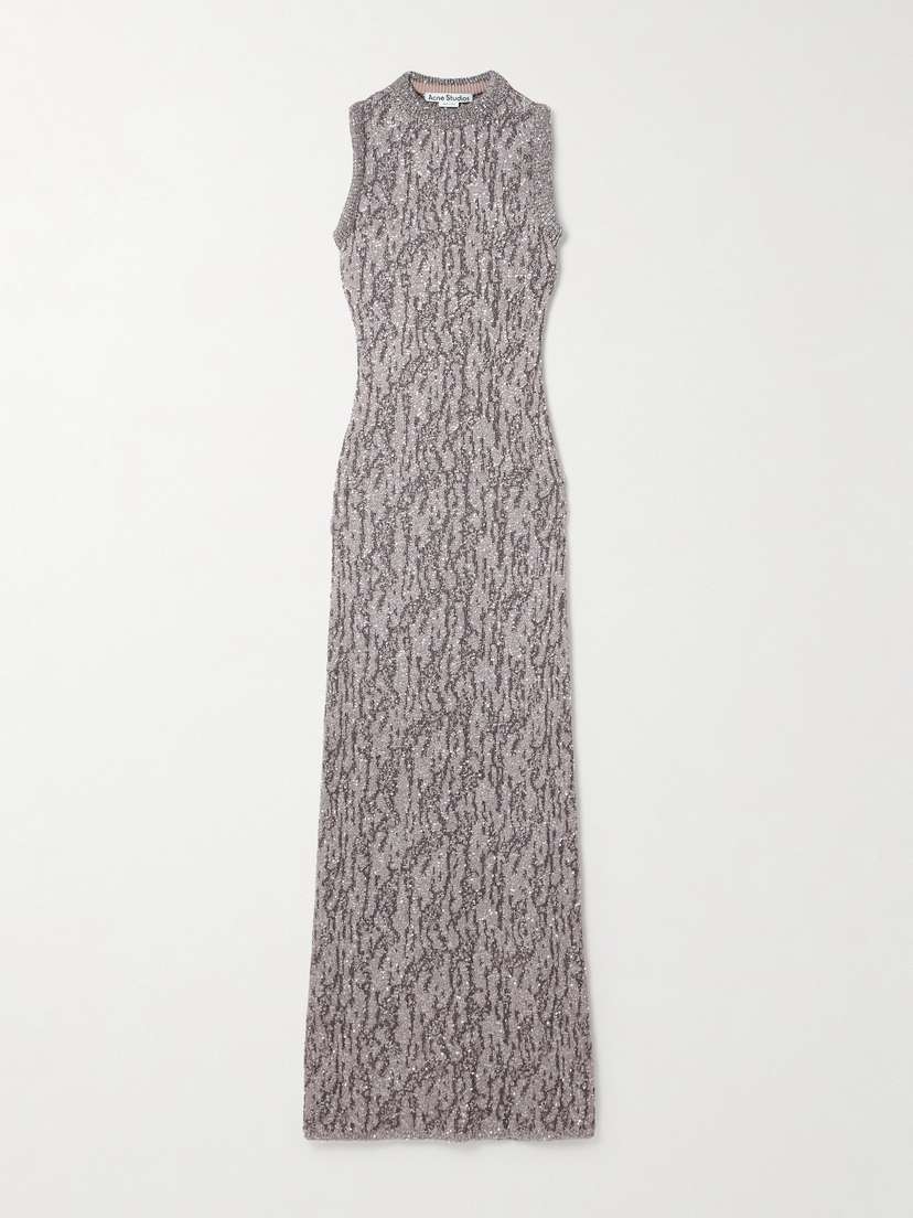 Acne Studios Sequin-embellished Metallic Jacquard-knit Maxi Dress