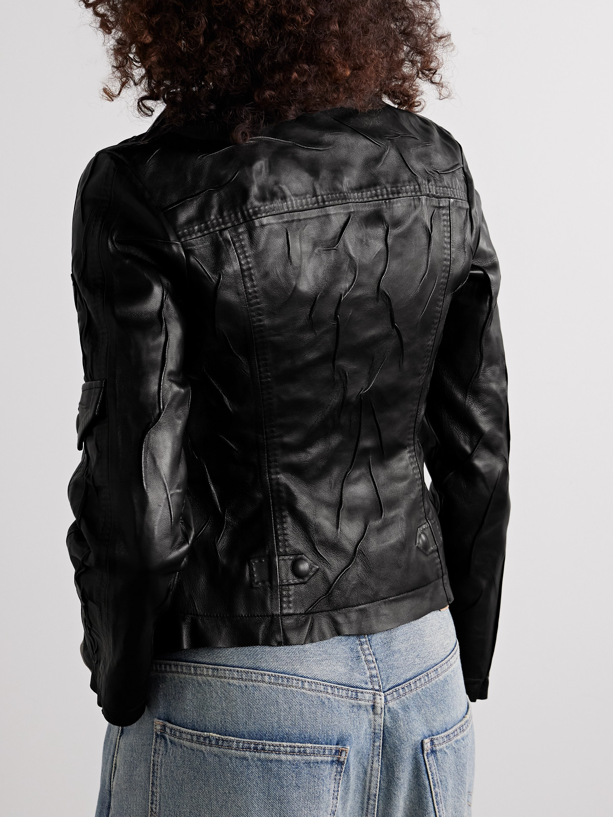 Acne Studios Distressed Leather Jacket In Black