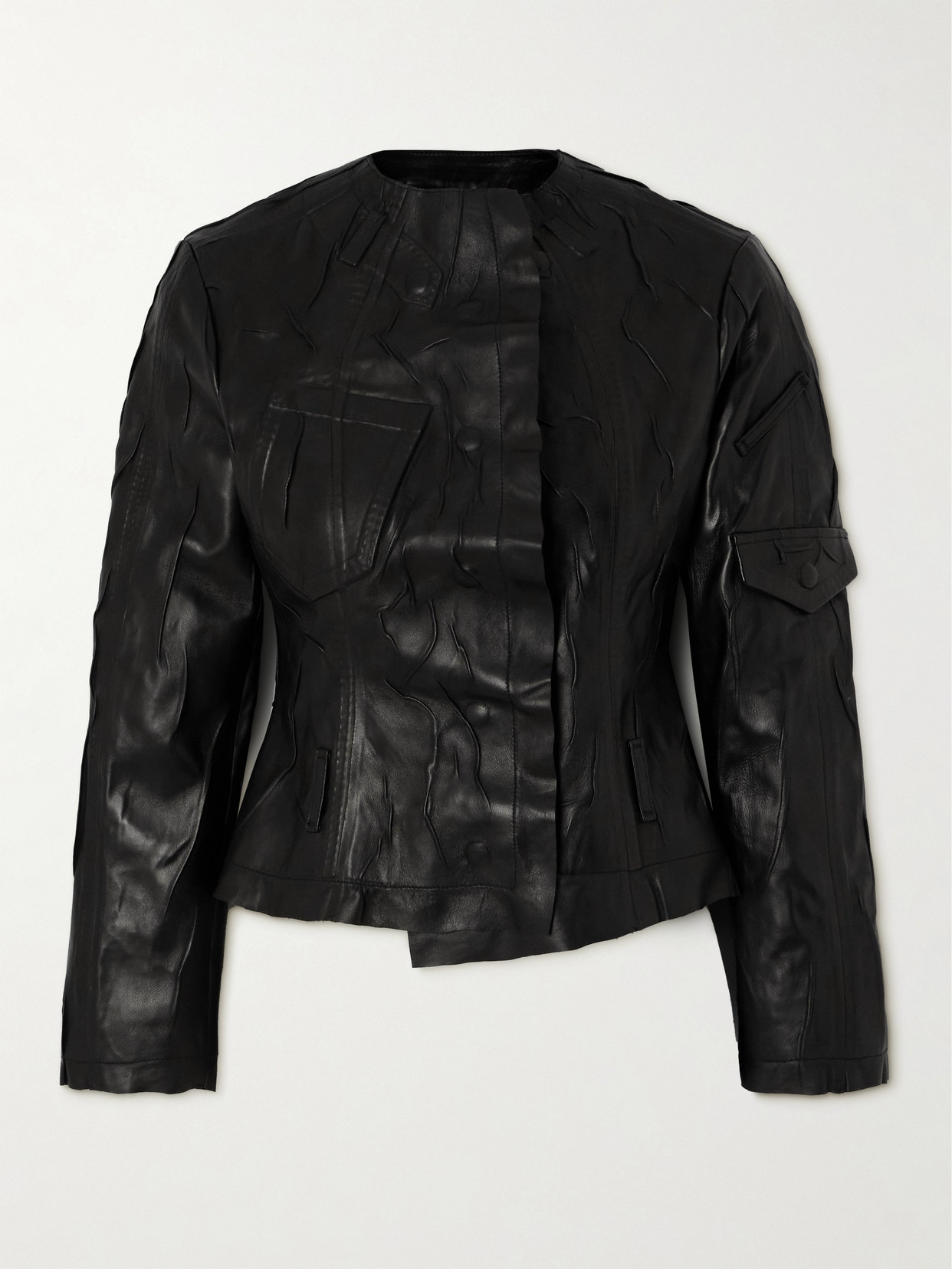 Acne Studios Distressed Leather Jacket In Black