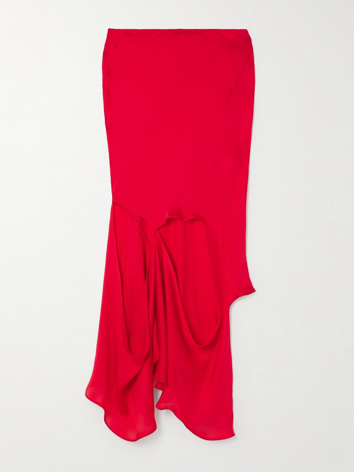 Acne Studios Asymmetric Cutout Silk Midi Skirt In Red