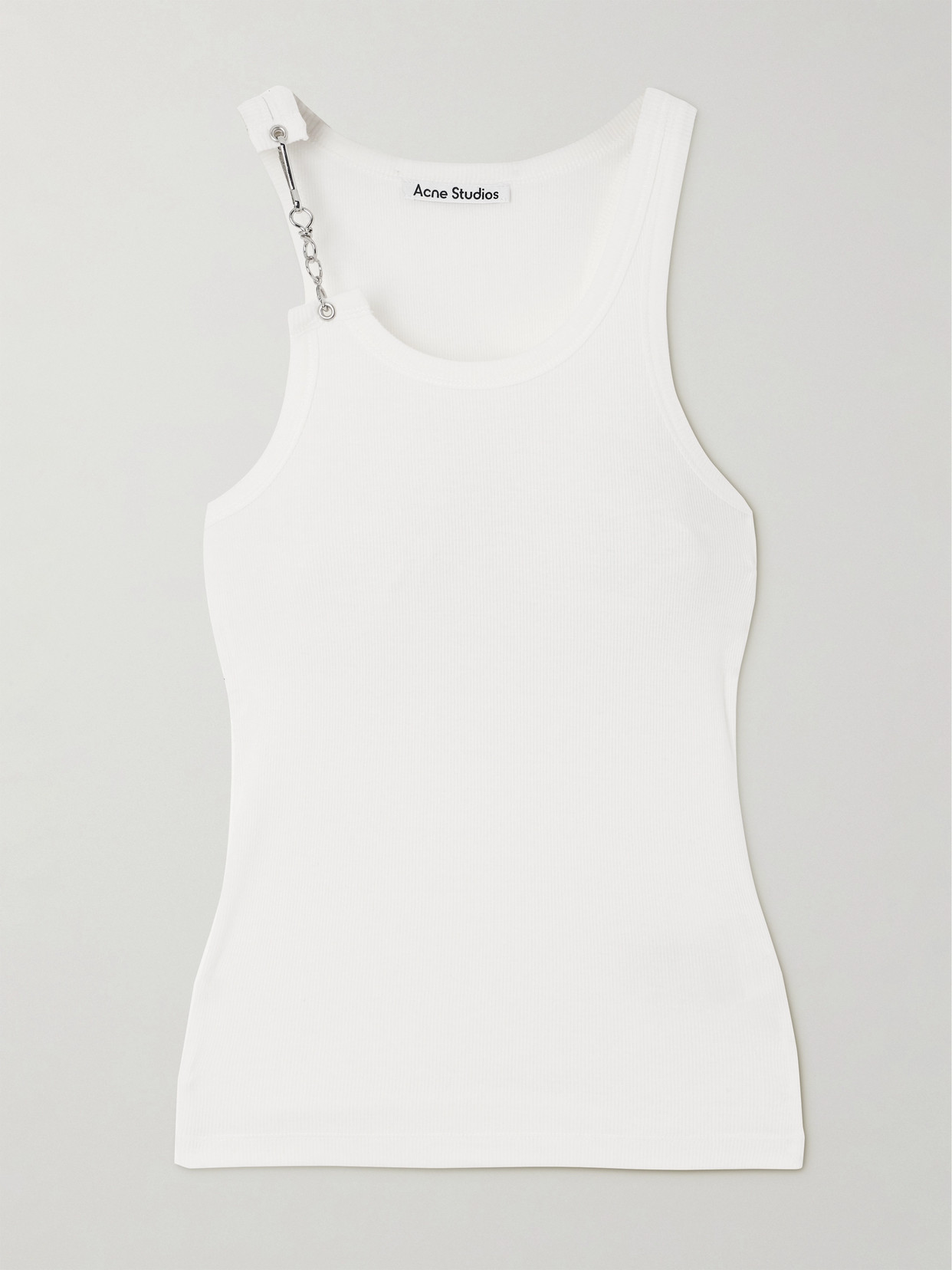 Shop Acne Studios Chain-embellished Ribbed Cotton Tank Top In White