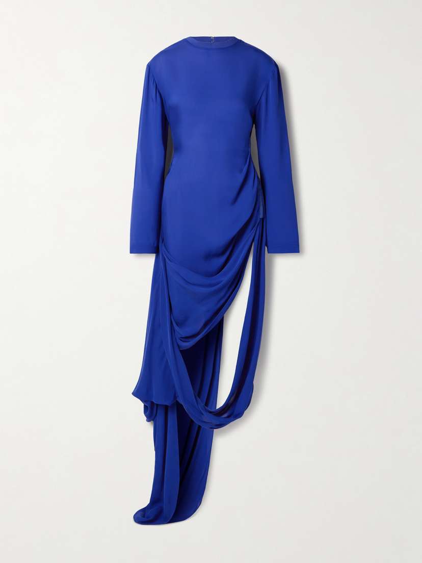 Acne Studios Asymmetric Draped Crepe De Chine Maxi Dress