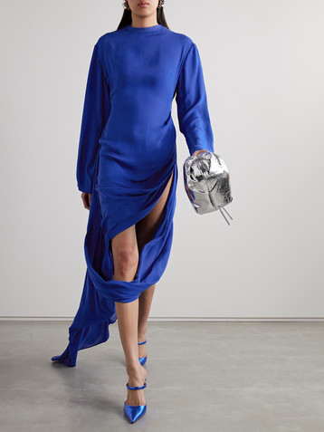 Acne Studios Asymmetric draped crepe de chine maxi dress
