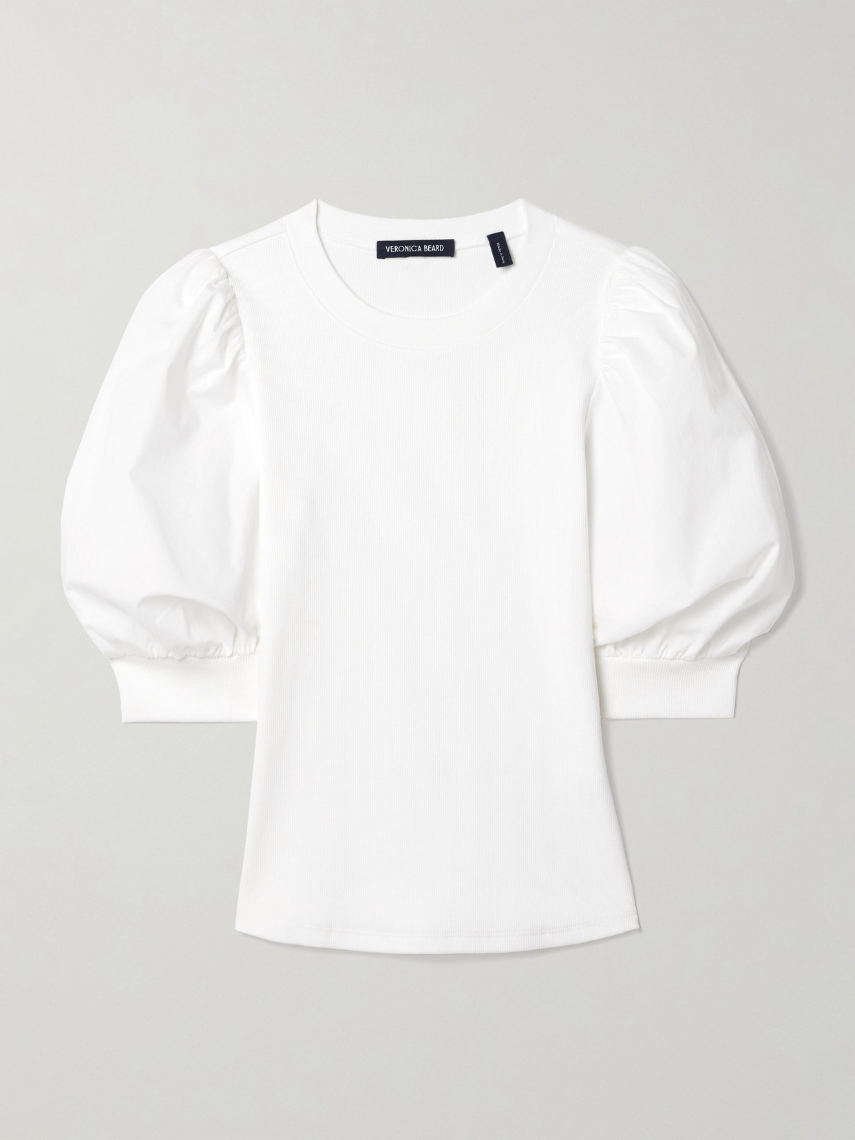 Shop Veronica Beard Coralee Poplin-trimmed Pima Cotton-blend Jersey Blouse In White